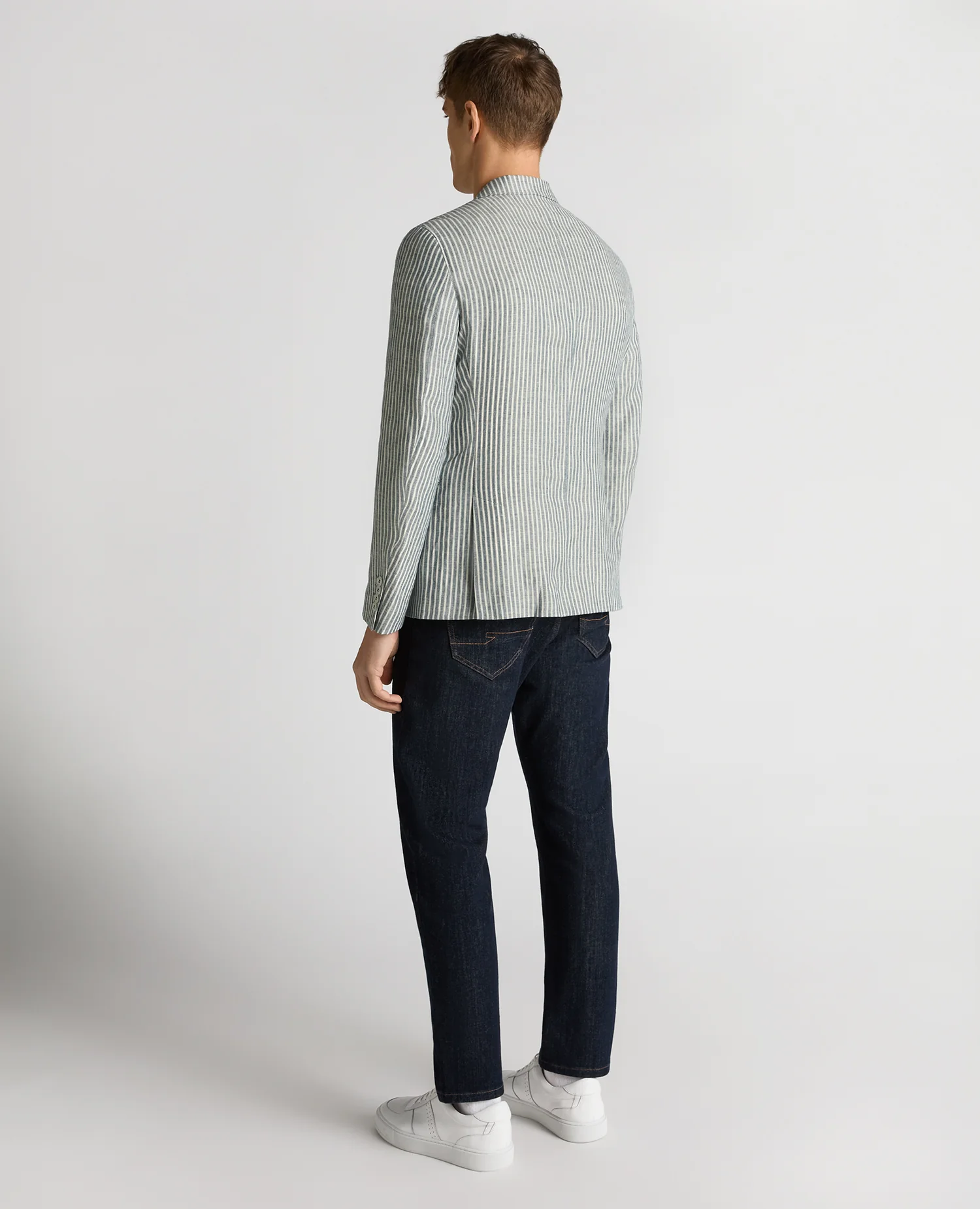Slim Fit Linen-Blend Pinstripe Jacket - Image 3
