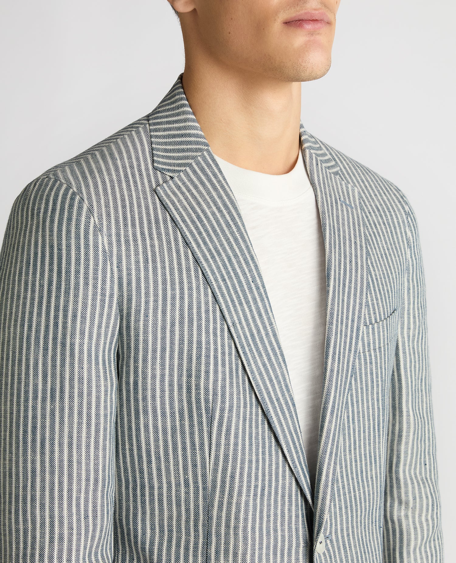 Slim Fit Linen-Blend Pinstripe Jacket - Image 5