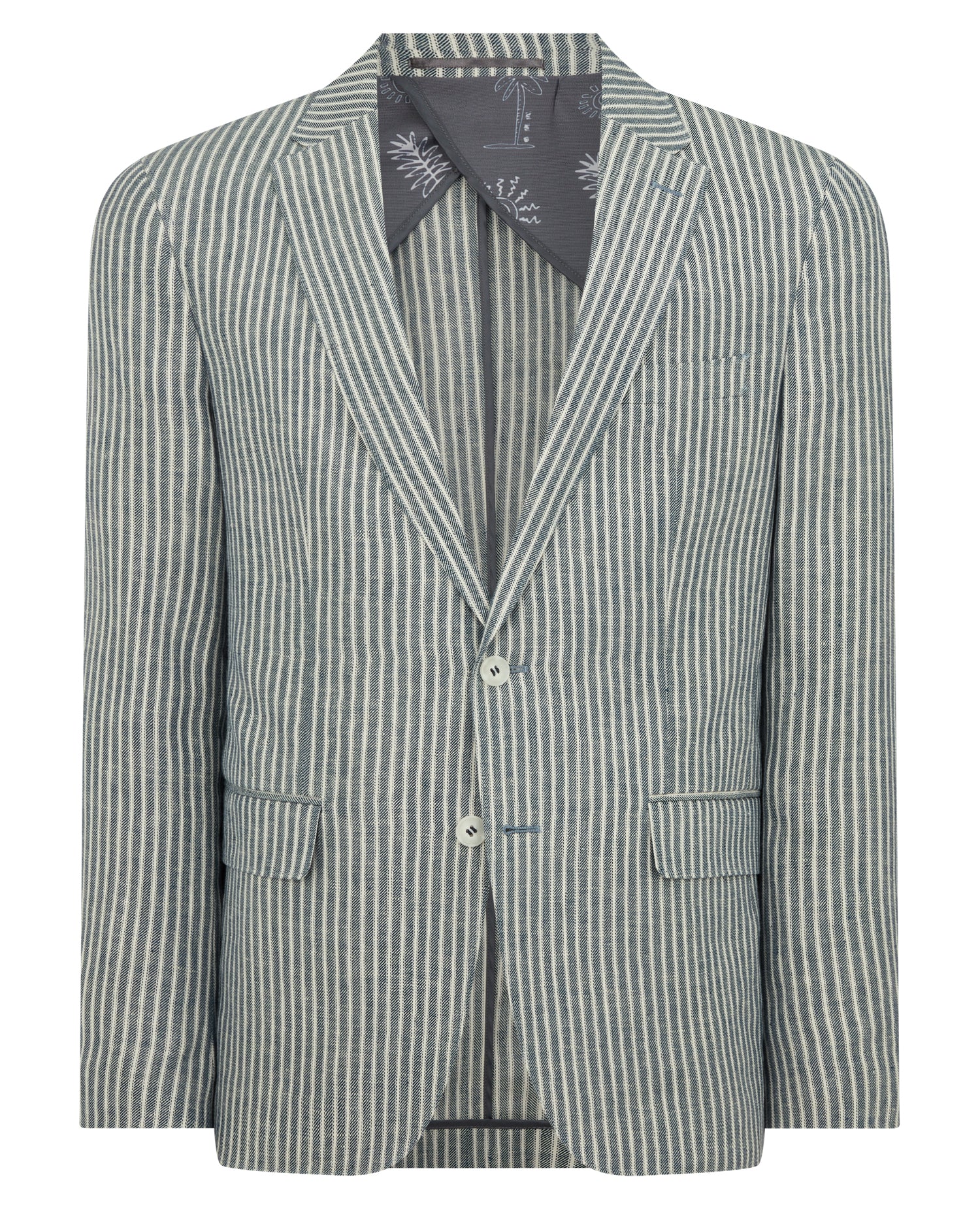 Slim Fit Linen-Blend Pinstripe Jacket - Image 7