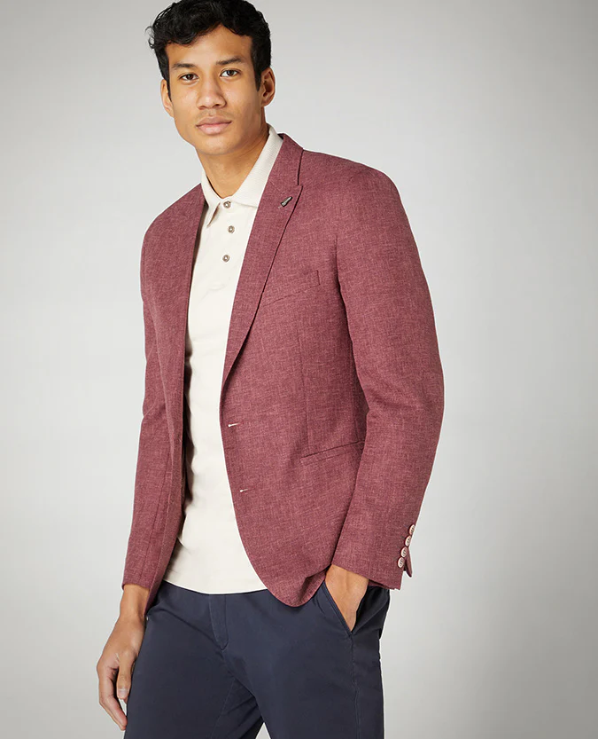 Slim Fit Linen-Blend Jacket - Image 2