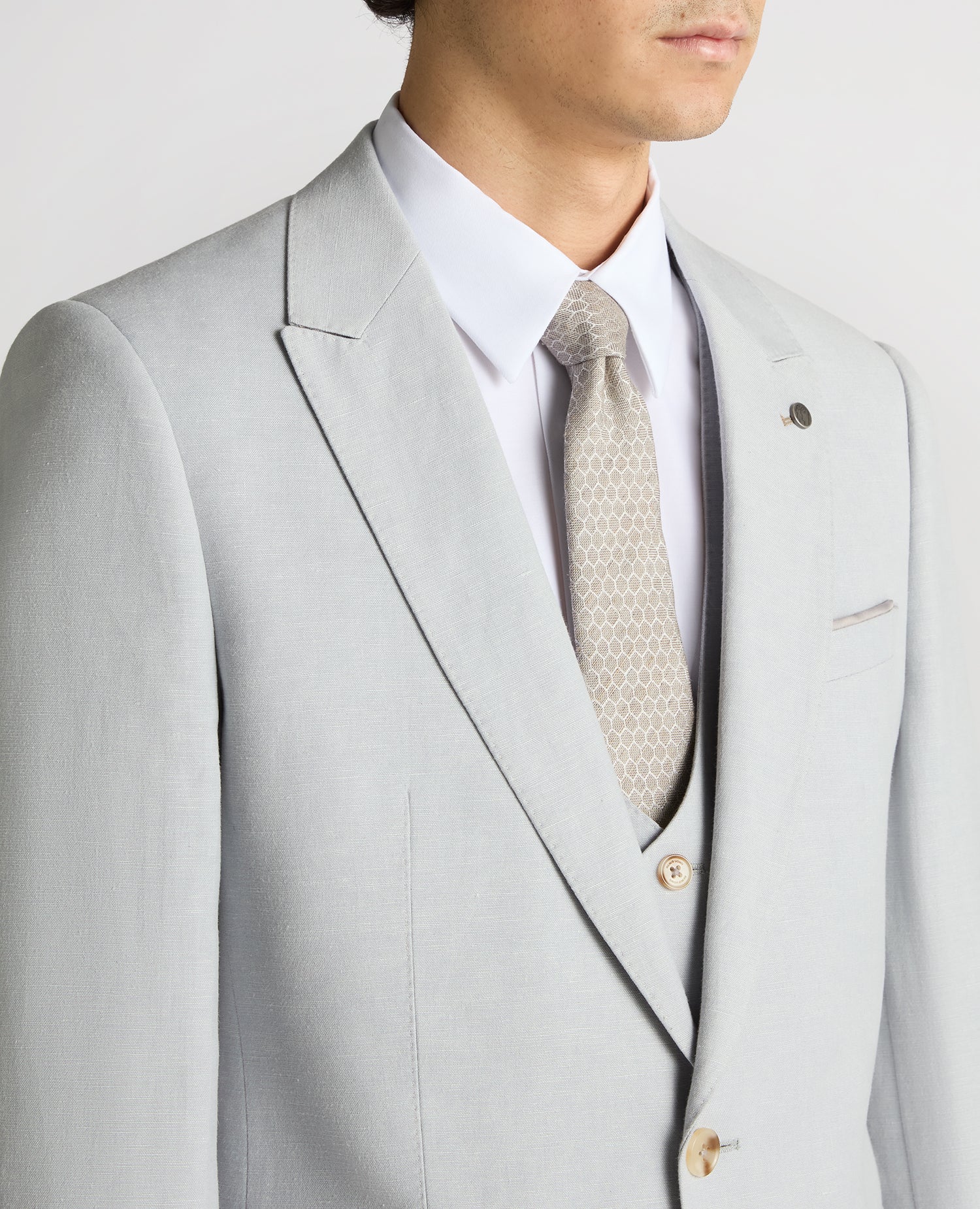 Slim Fit Linen-Blend Suit Jacket - Image 4