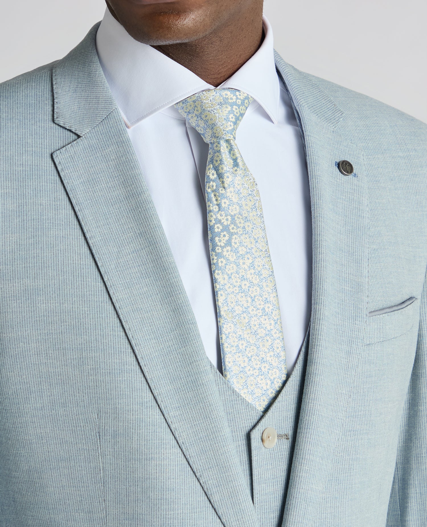 Slim Fit Linen-Blend Micro Pinstripe Suit Jacket - Image 4