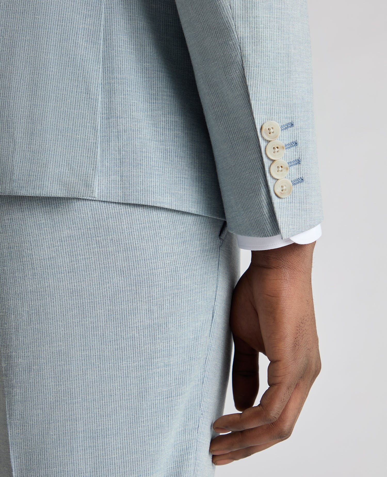 Slim Fit Linen-Blend Micro Pinstripe Suit Jacket - Image 5