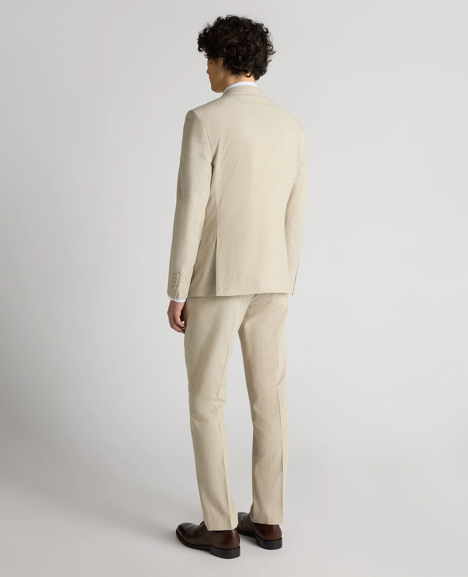 Slim Fit Linen-Blend Micro Pinstripe Suit Jacket - Image 3