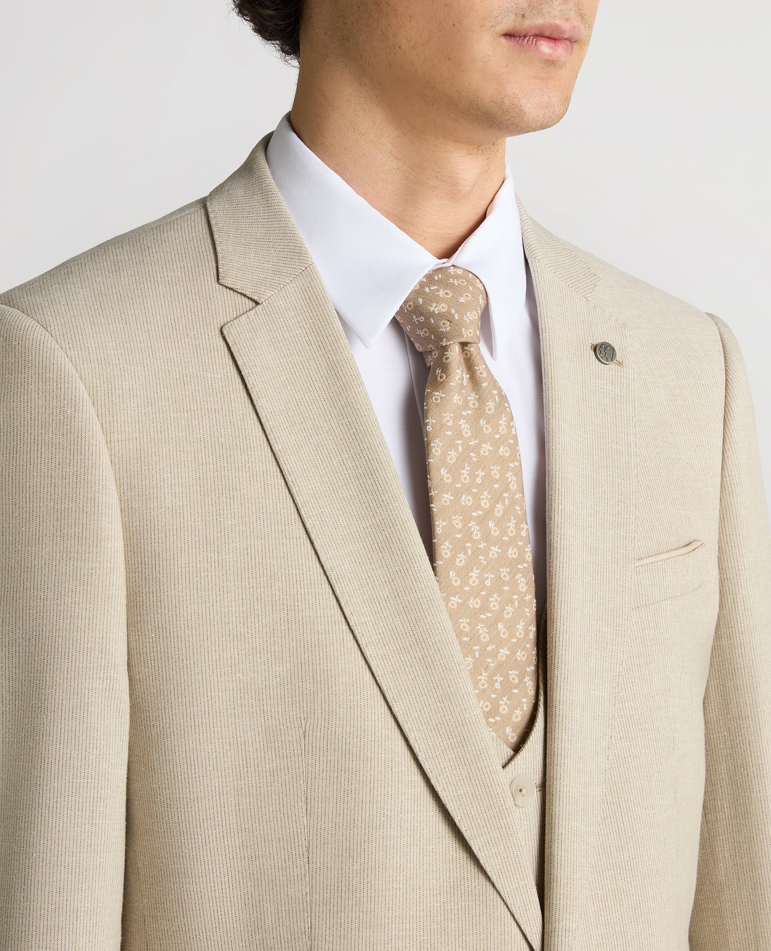 Slim Fit Linen-Blend Micro Pinstripe Suit Jacket - Image 4