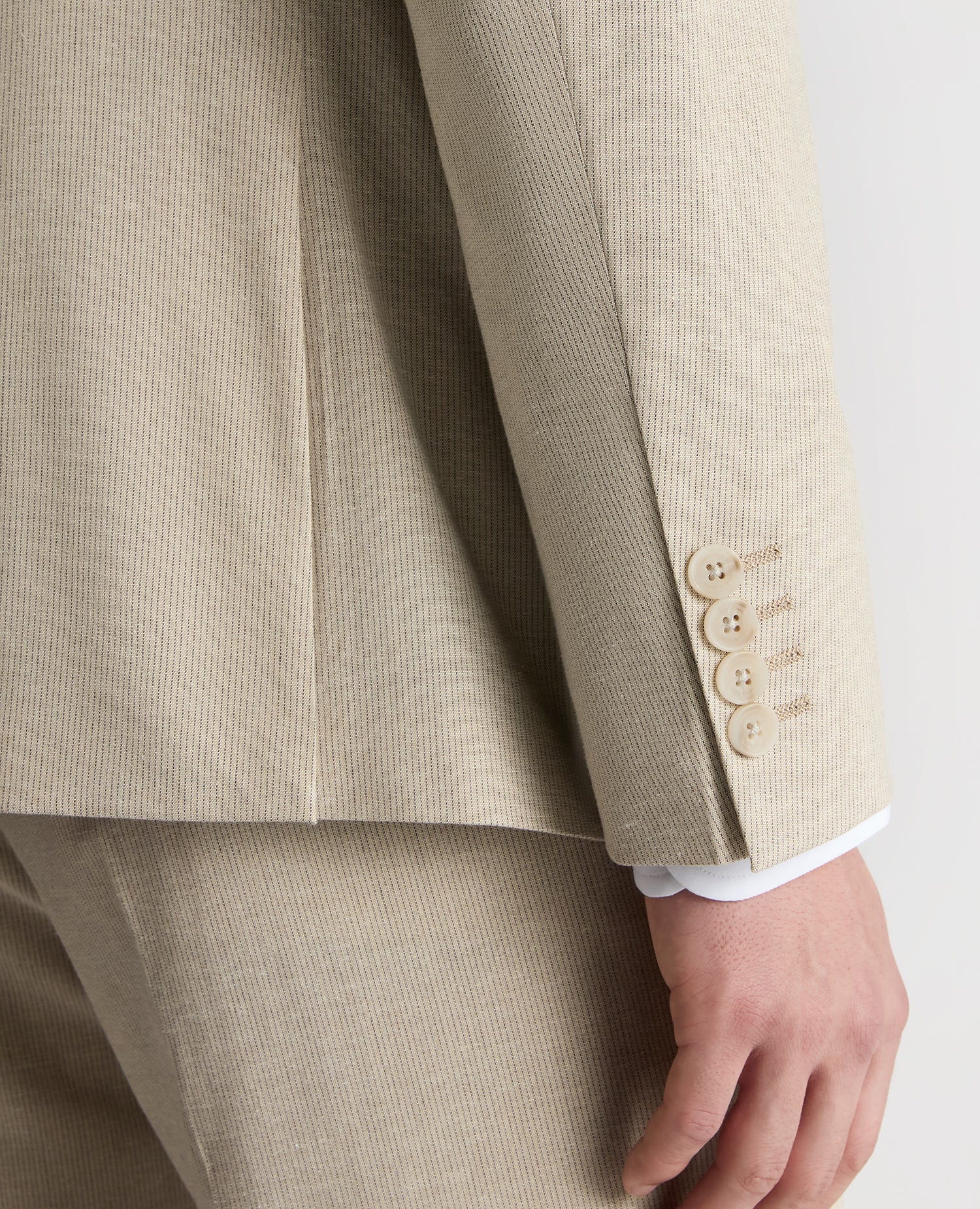 Slim Fit Linen-Blend Micro Pinstripe Suit Jacket - Image 5