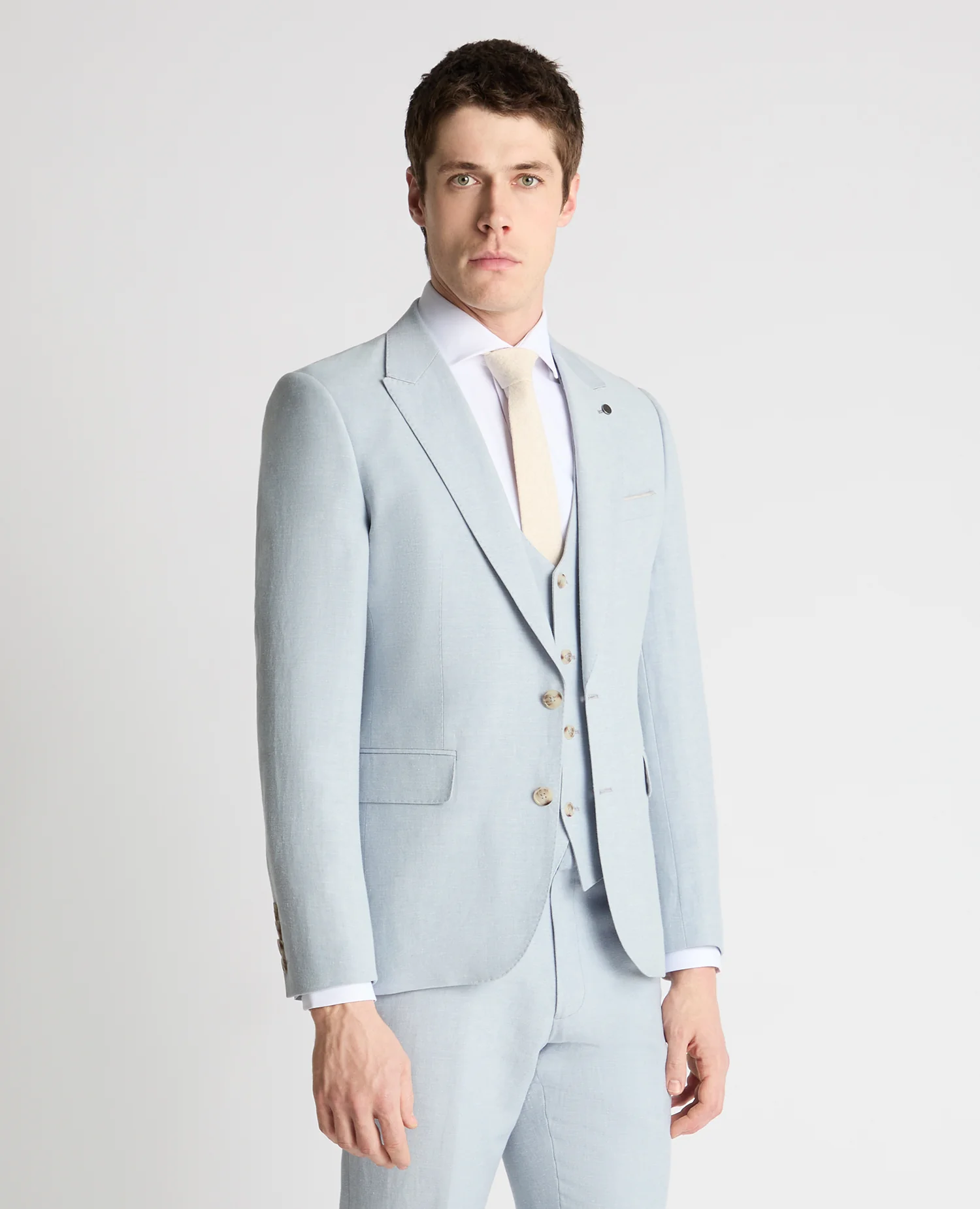 Slim Fit Linen-Blend Suit