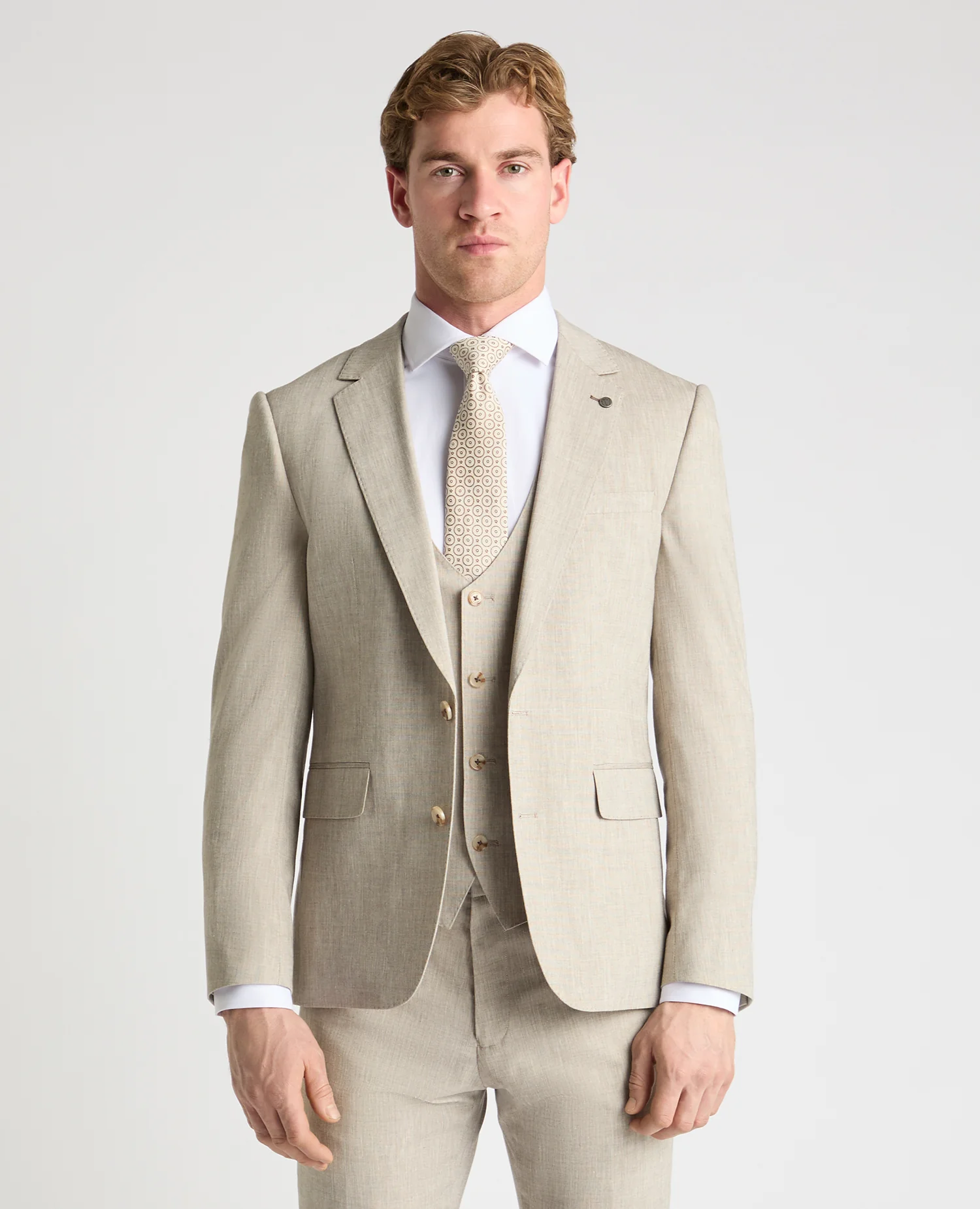 Slim Fit Linen-Blend Suit
