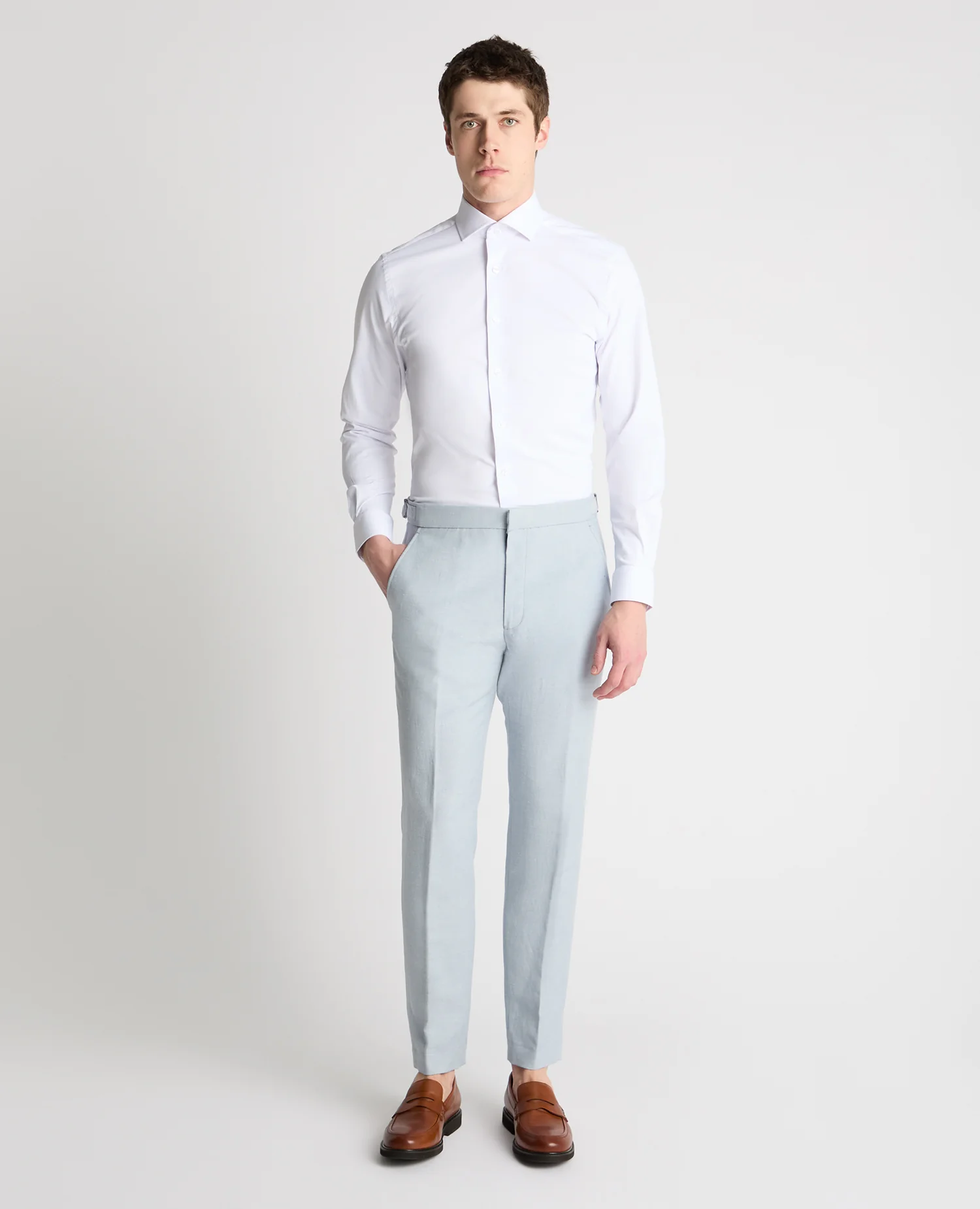 Slim Fit Linen Blend Suit Trousers - Image 2