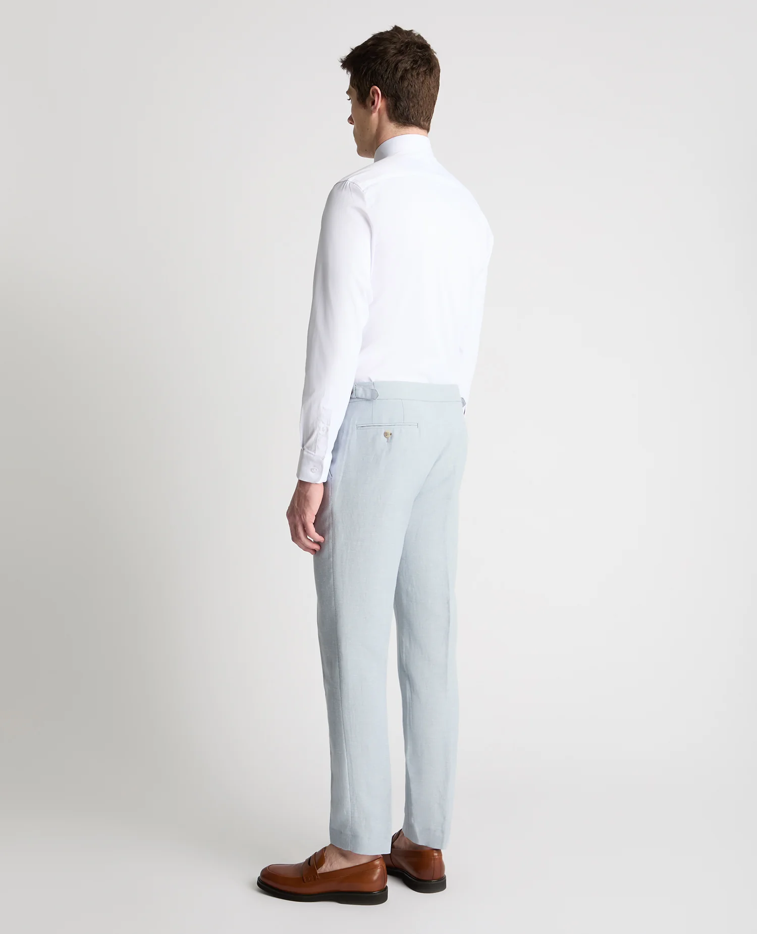 Slim Fit Linen Blend Suit Trousers - Image 3