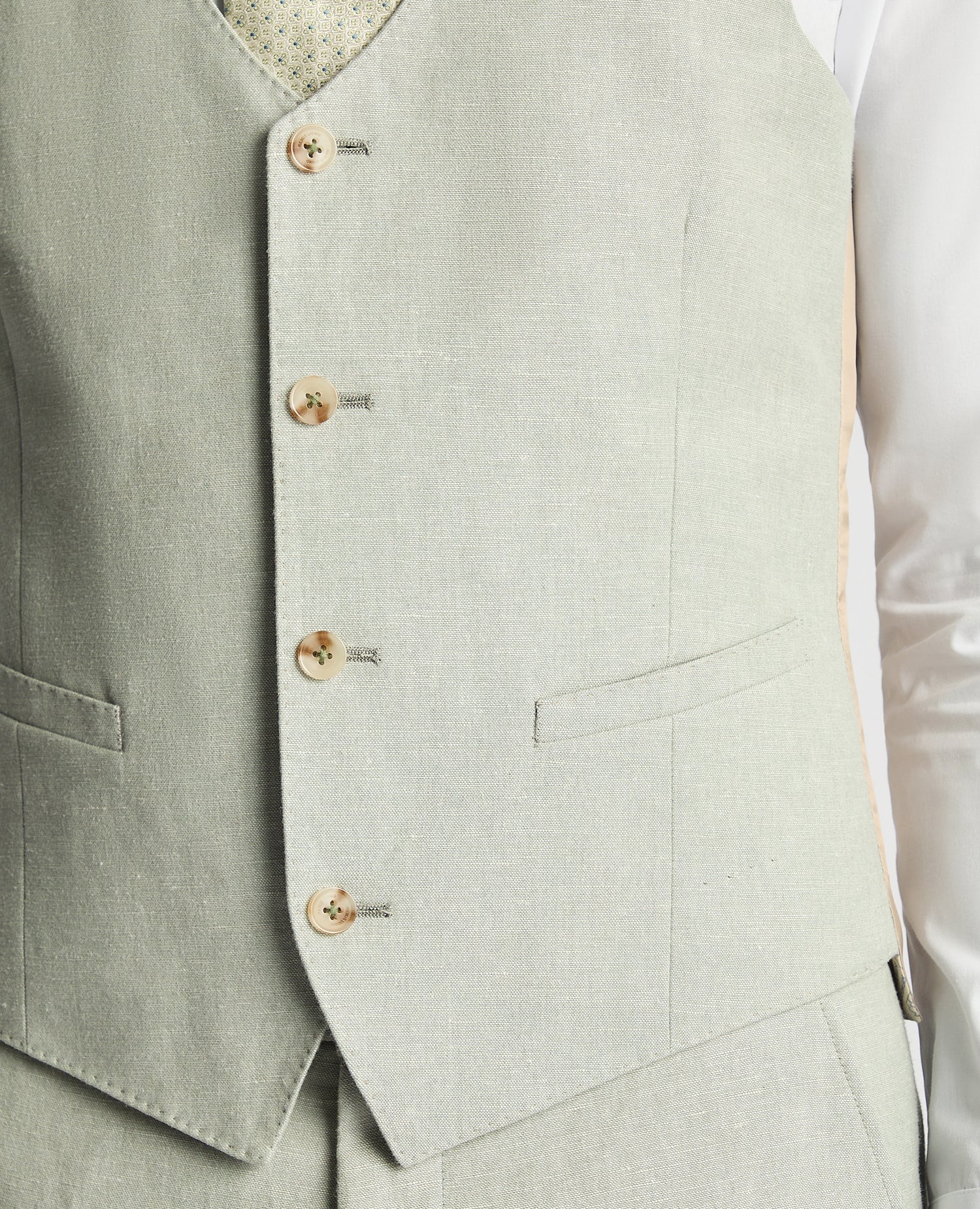 Slim Fit Linen-Blend Waistcoat - Image 4