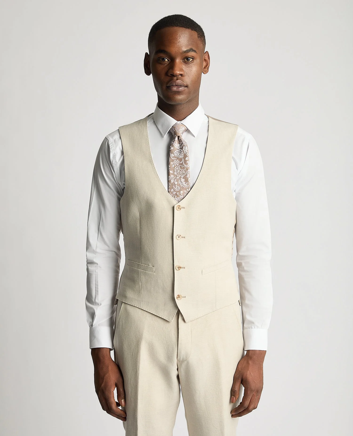 Slim Fit Linen-Blend Waistcoat