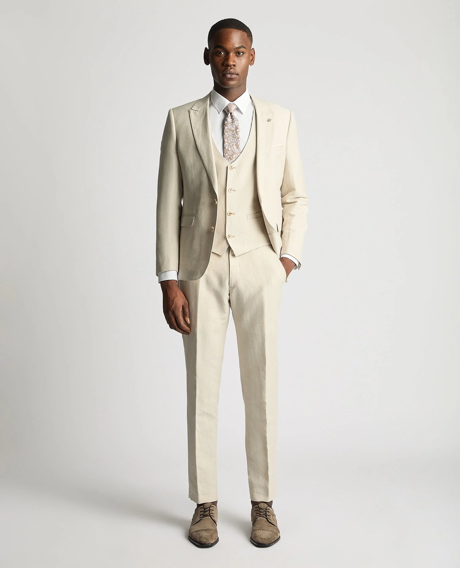 Slim Fit Linen-Blend Waistcoat - Image 2