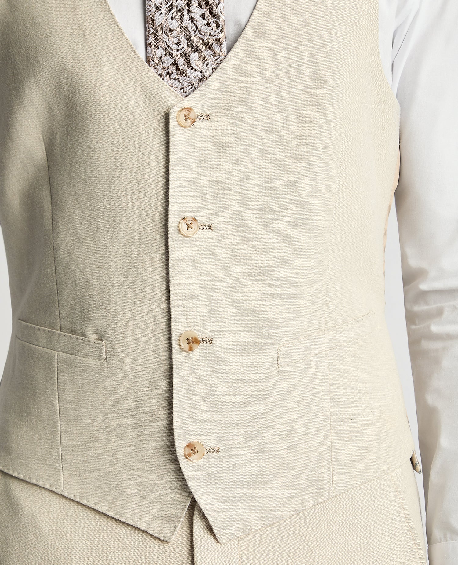 Slim Fit Linen-Blend Waistcoat - Image 4