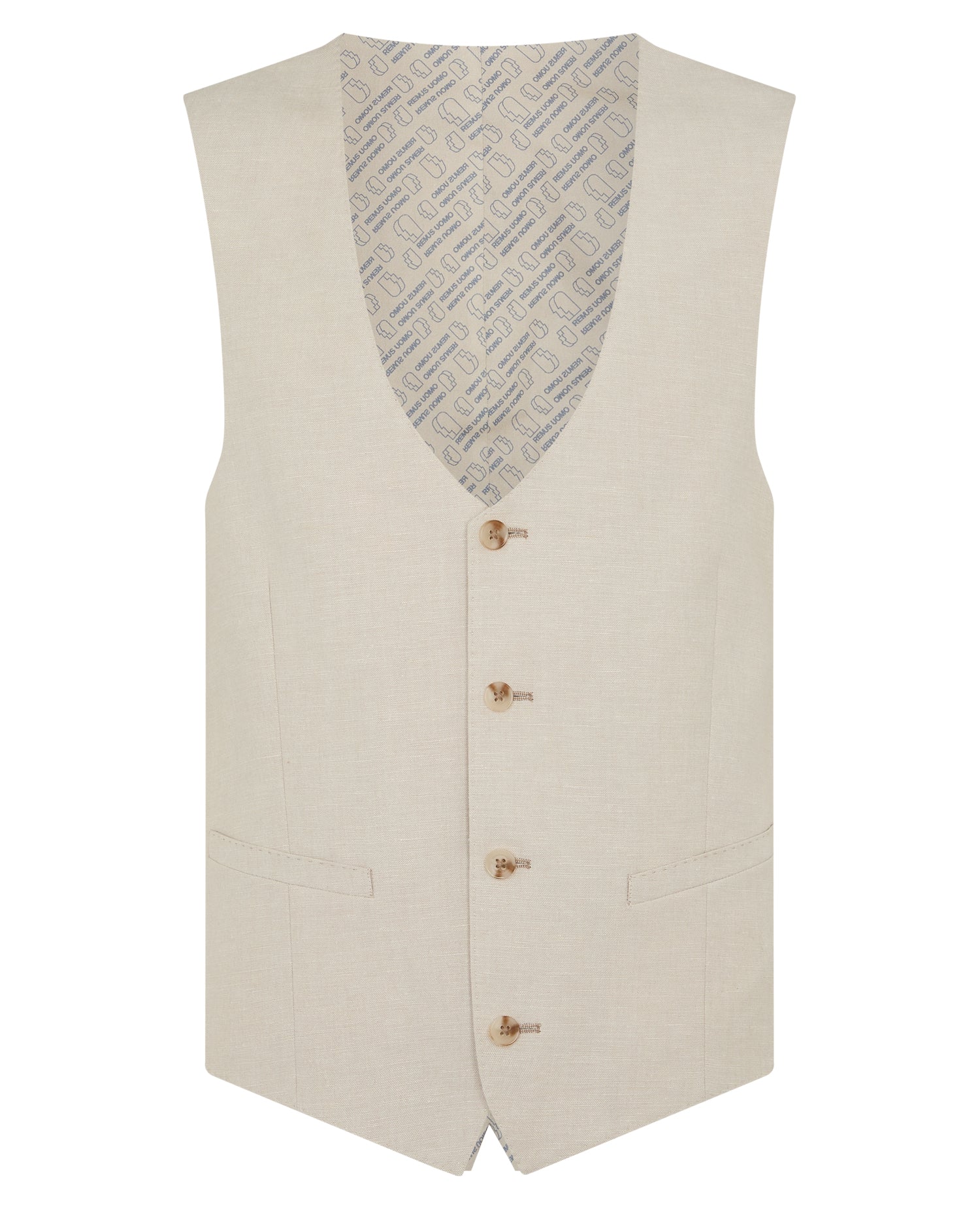Slim Fit Linen-Blend Waistcoat - Image 5