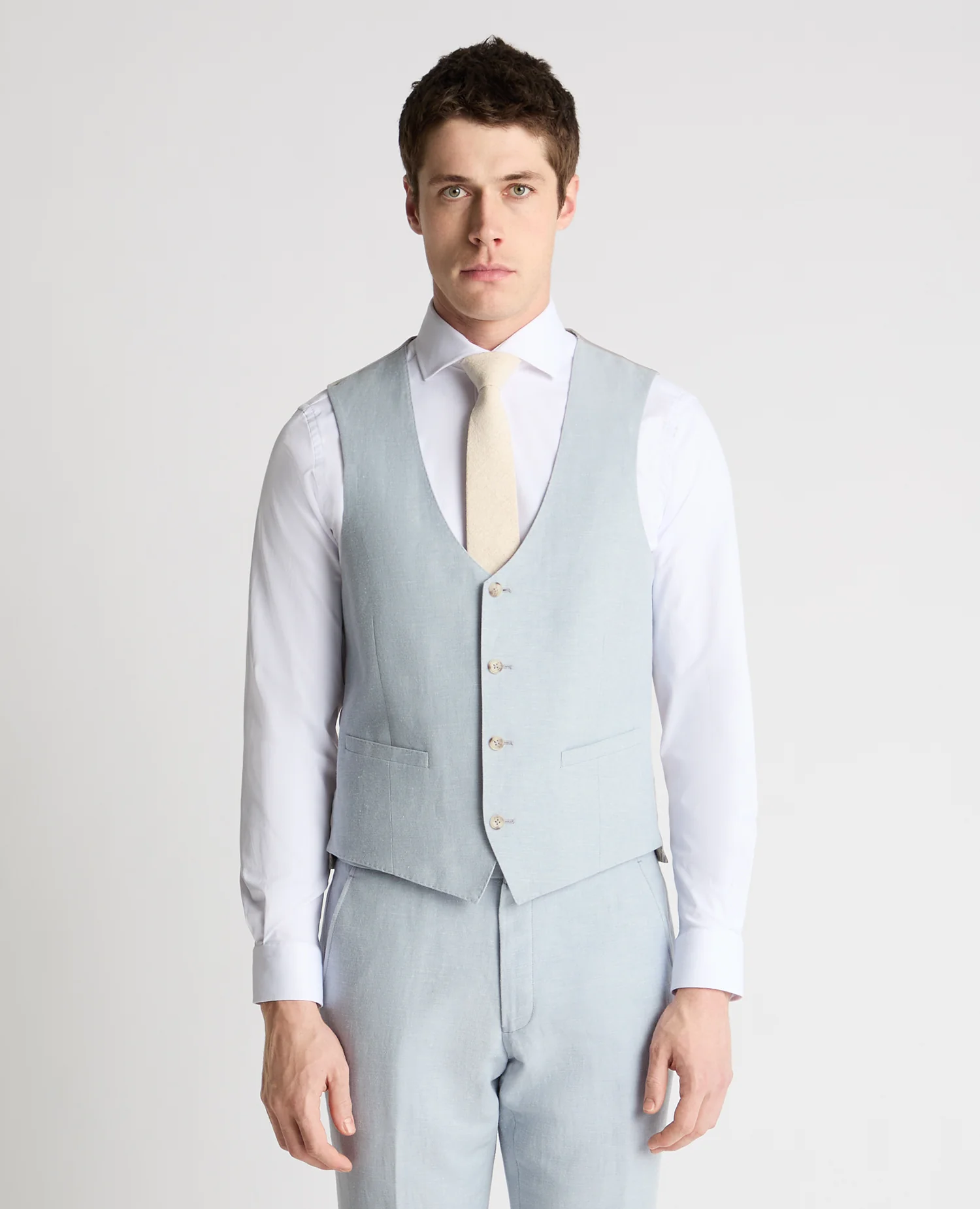 Slim Fit Linen-Blend Waistcoat