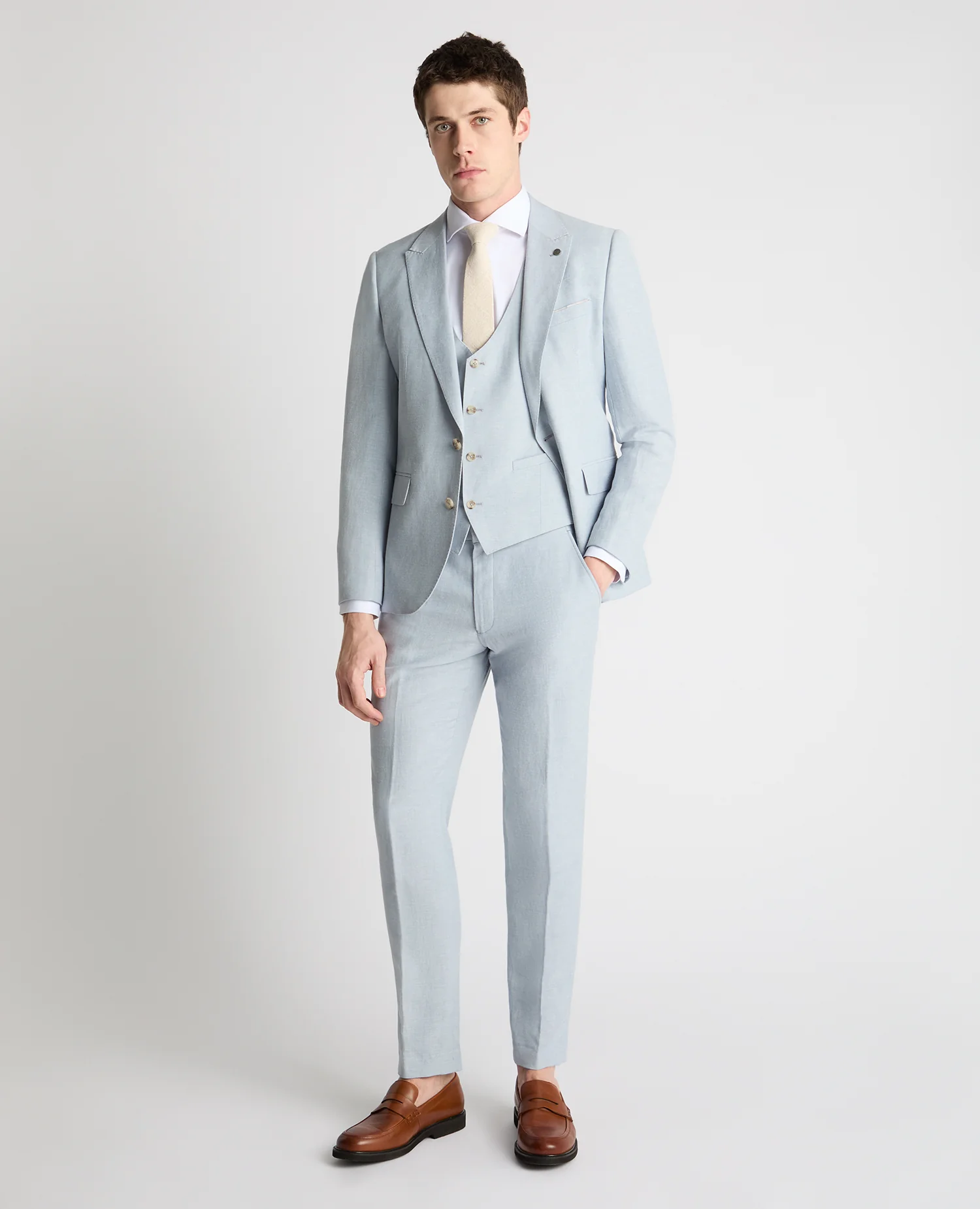 Slim Fit Linen-Blend Waistcoat - Image 2