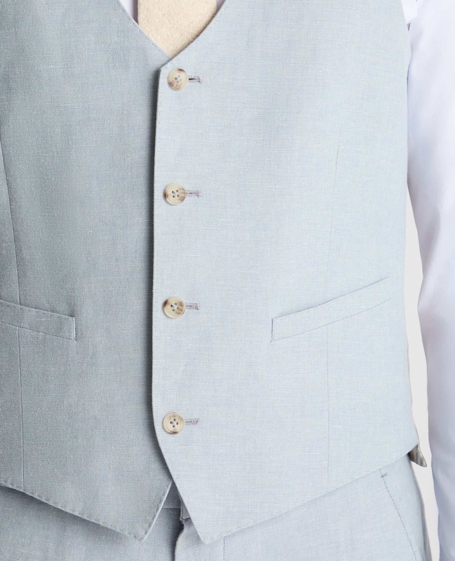 Slim Fit Linen-Blend Waistcoat - Image 4