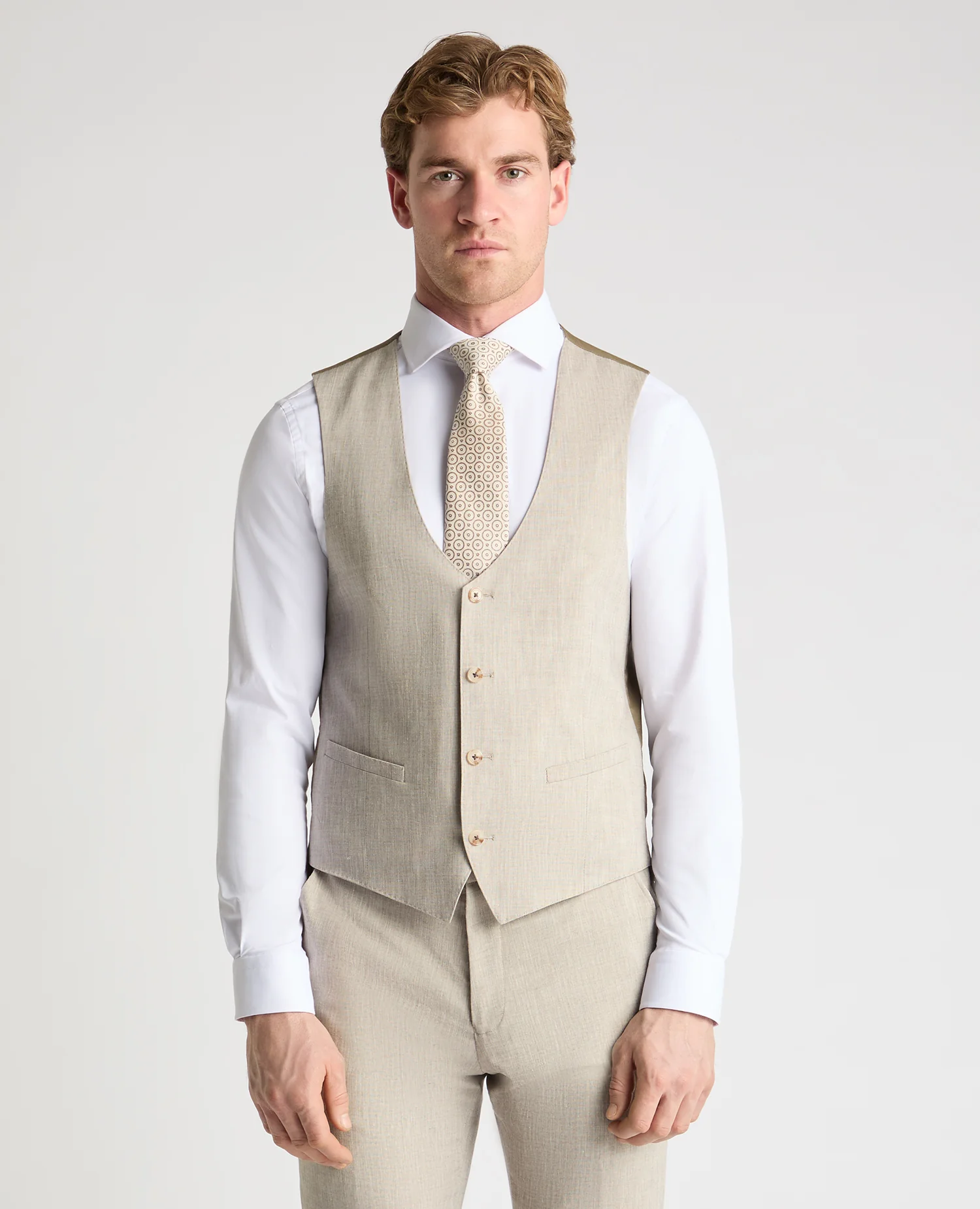 Slim Fit Linen-Blend Waistcoat