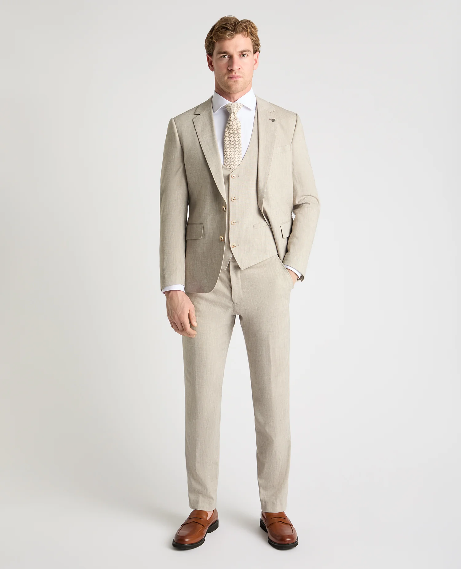 Slim Fit Linen-Blend Waistcoat - Image 2