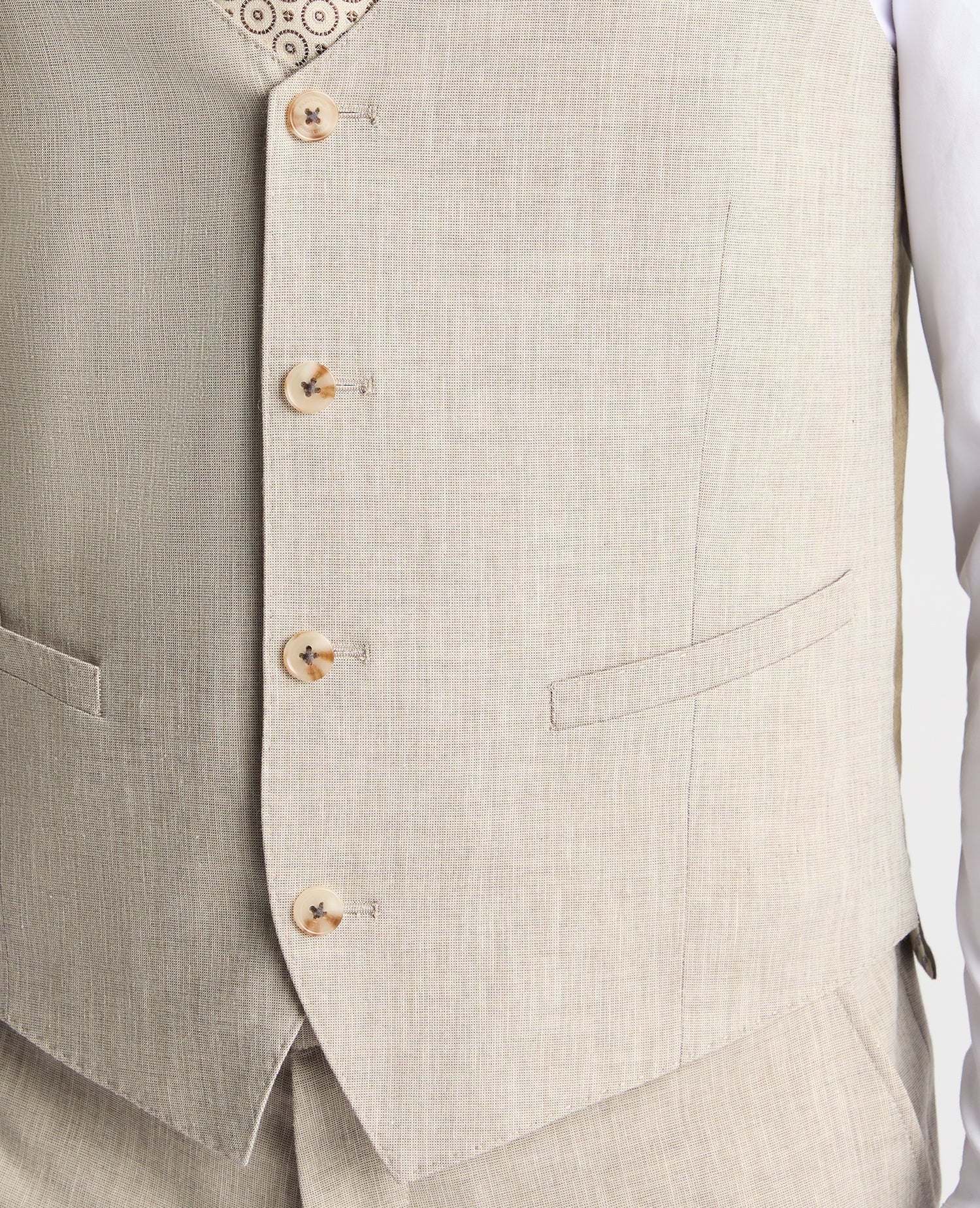 Slim Fit Linen-Blend Waistcoat - Image 4