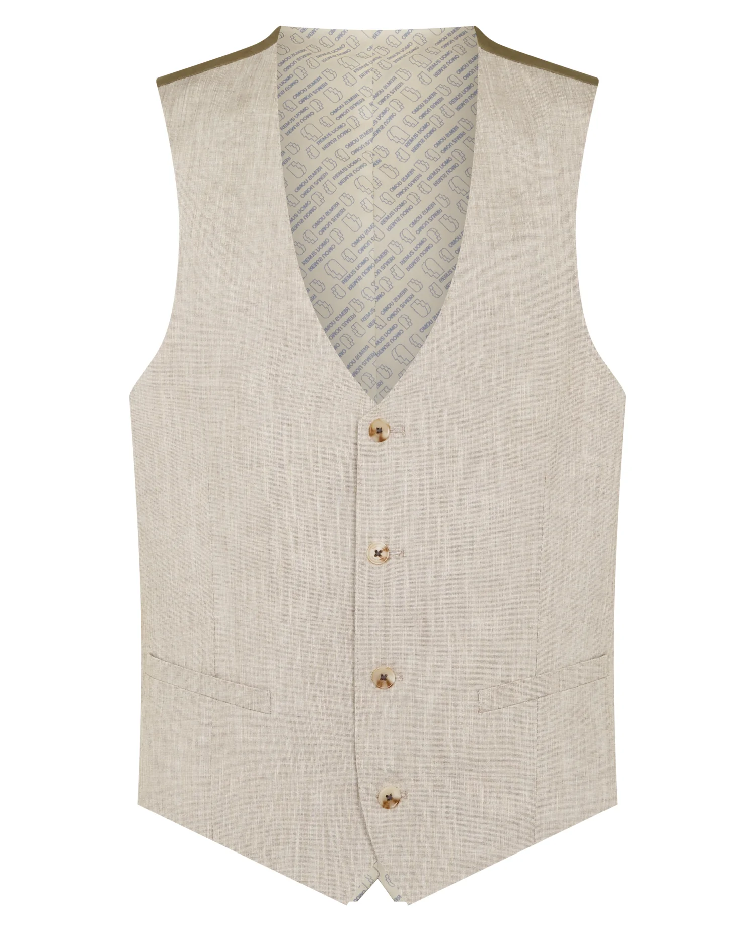 Slim Fit Linen-Blend Waistcoat - Image 5