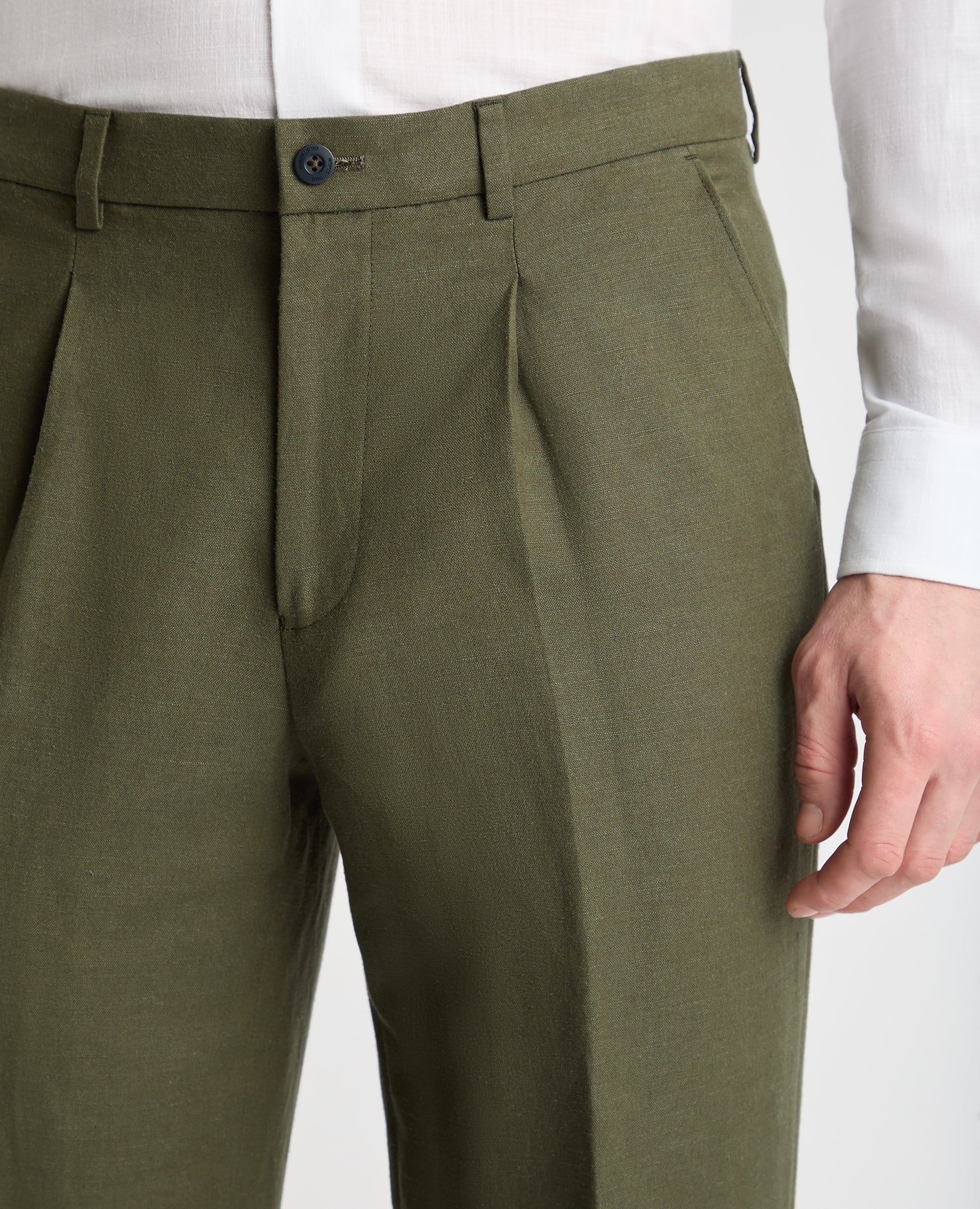 Slim Fit Linen Rich Trousers - Image 4