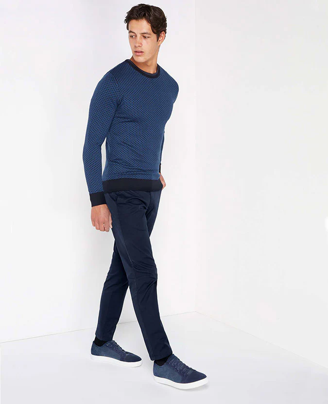 Slim Fit Merino Wool-Blend Crew Neck Sweater - Image 2
