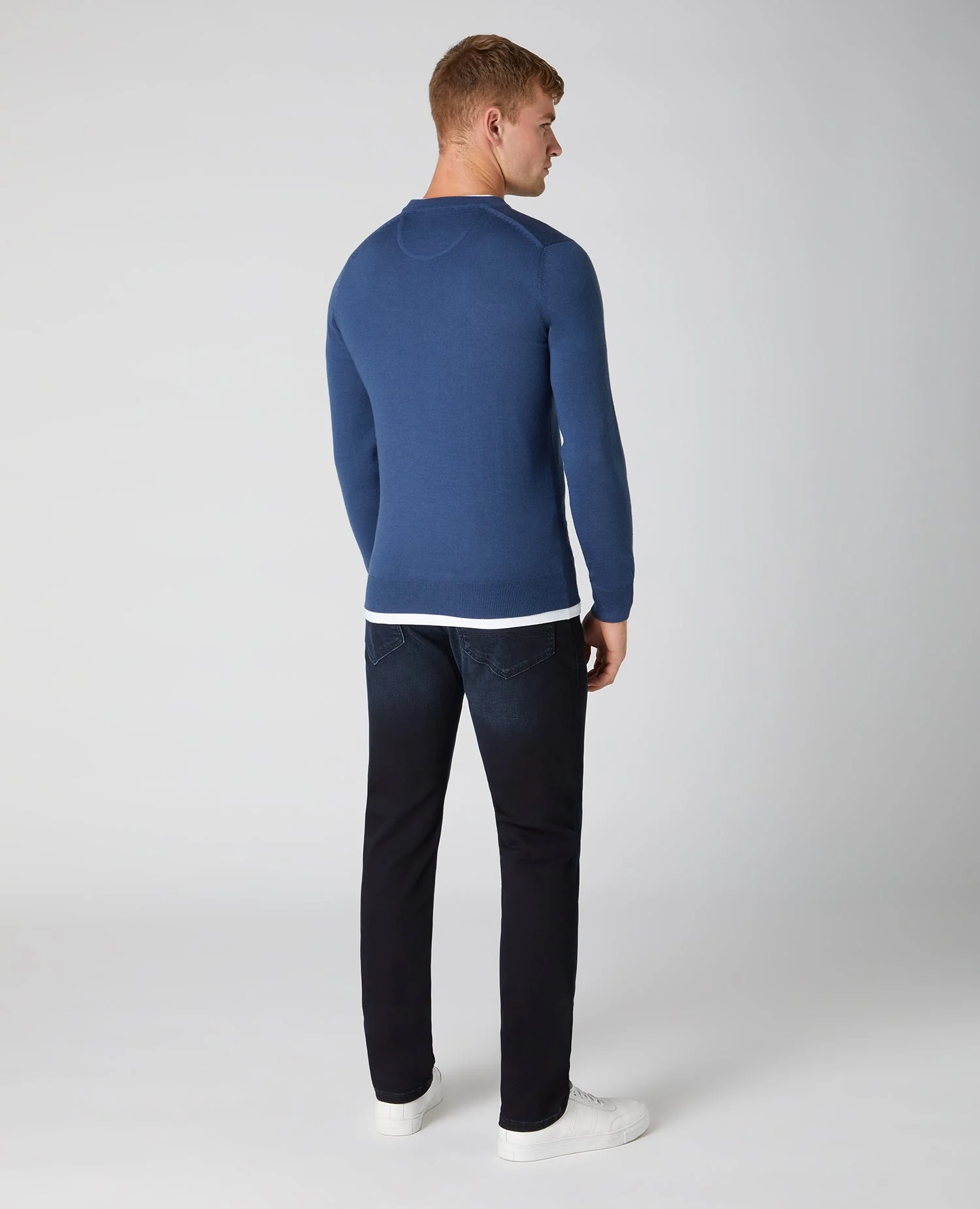 Slim Fit Merino Wool-Blend Crew Neck Sweater - Image 3