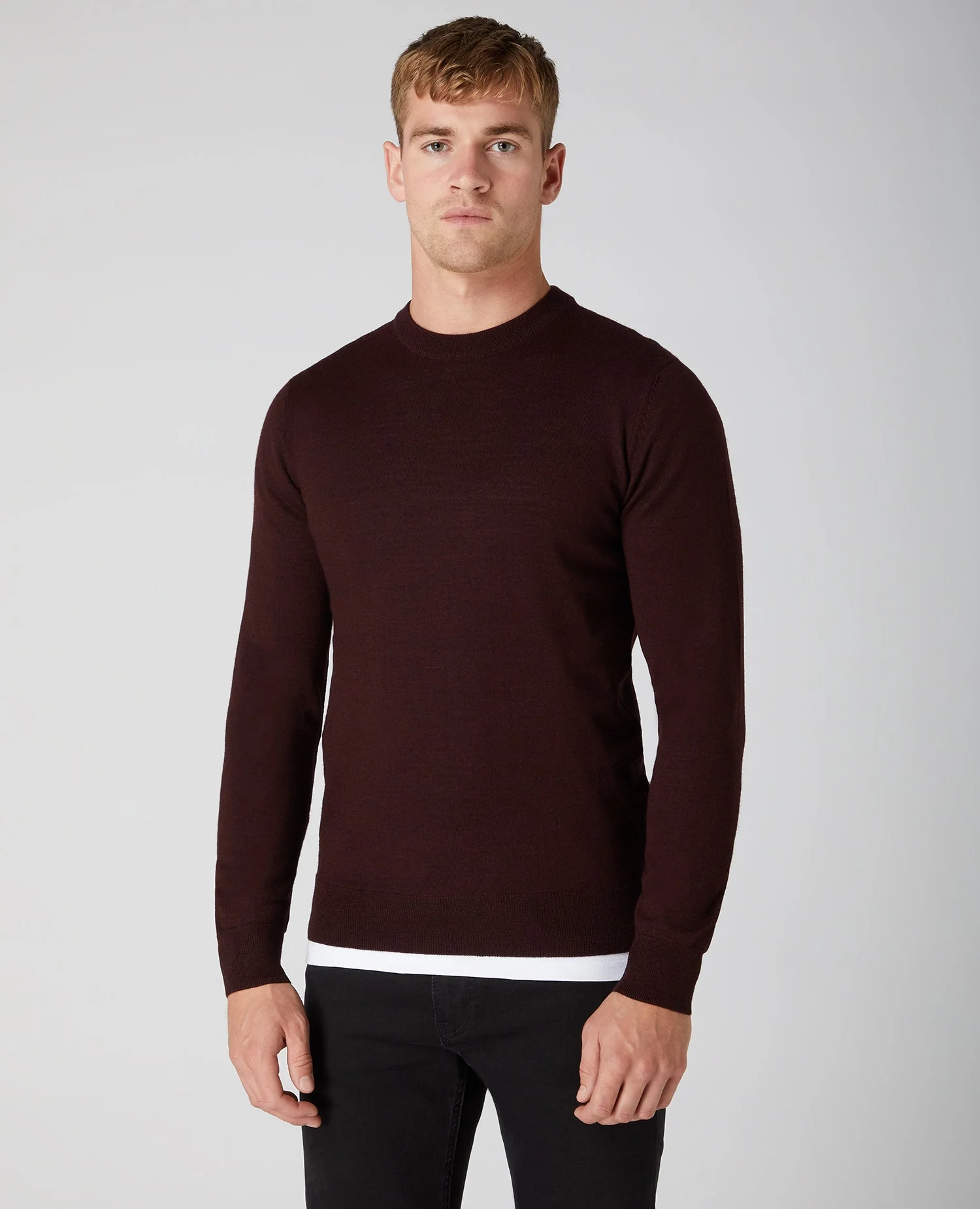 Tapered Fit Merino Wool-Blend Crew Neck Sweater