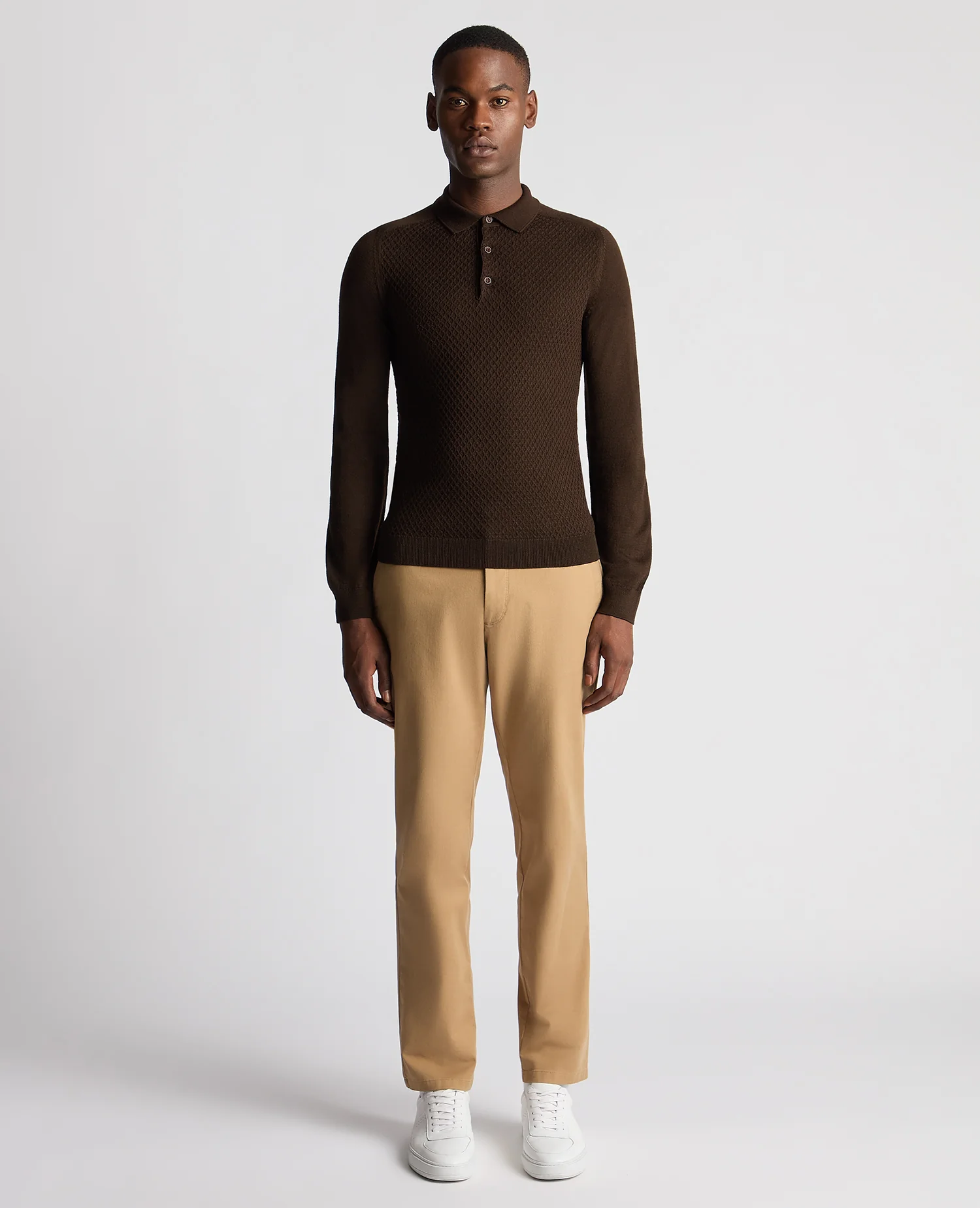 Slim Fit Merino Wool-Blend Knitted Polo - Image 2