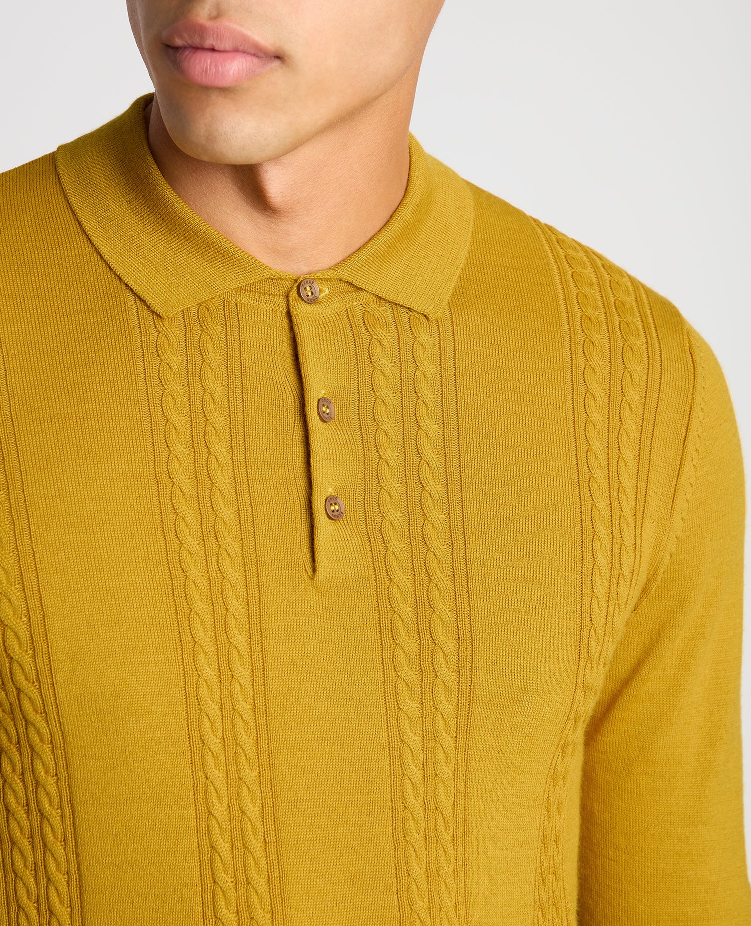 Slim Fit Merino Wool-Blend Long Sleeve Knitted Polo - Image 6