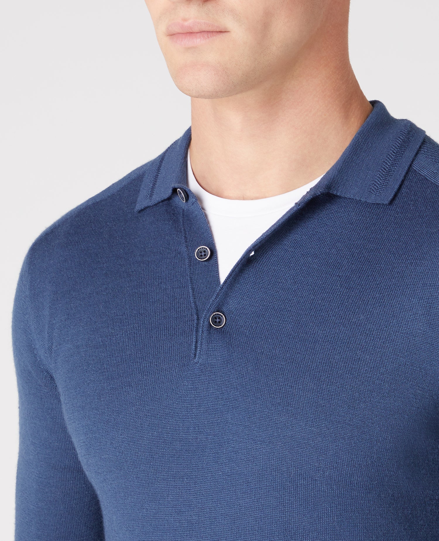 Slim Fit Merino Wool-Blend Long Sleeve Knitted Polo - Image 4