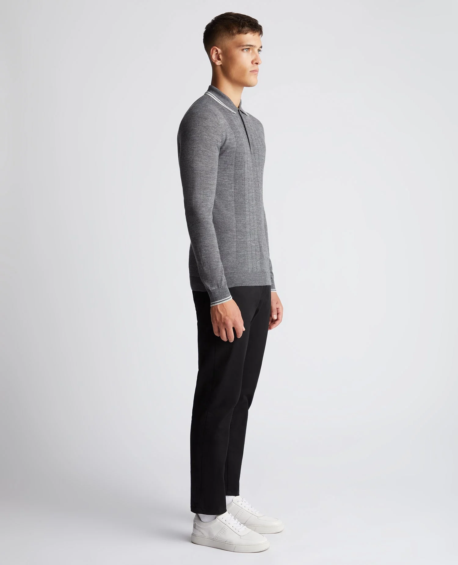 Slim Fit Merino Wool Knitted Polo - Image 2