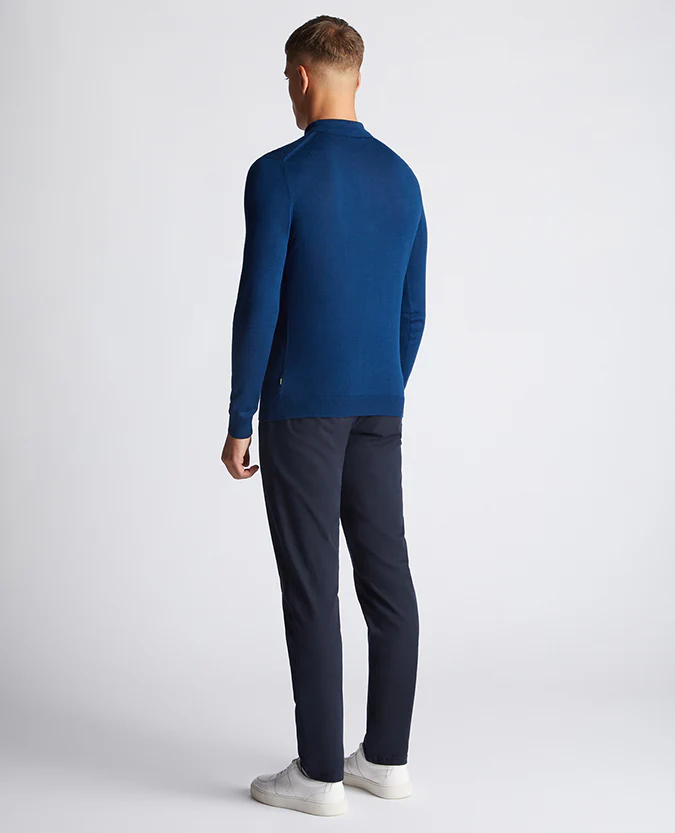 Slim Fit Merino Wool-Blend Long Sleeve Knitted Polo - Image 3