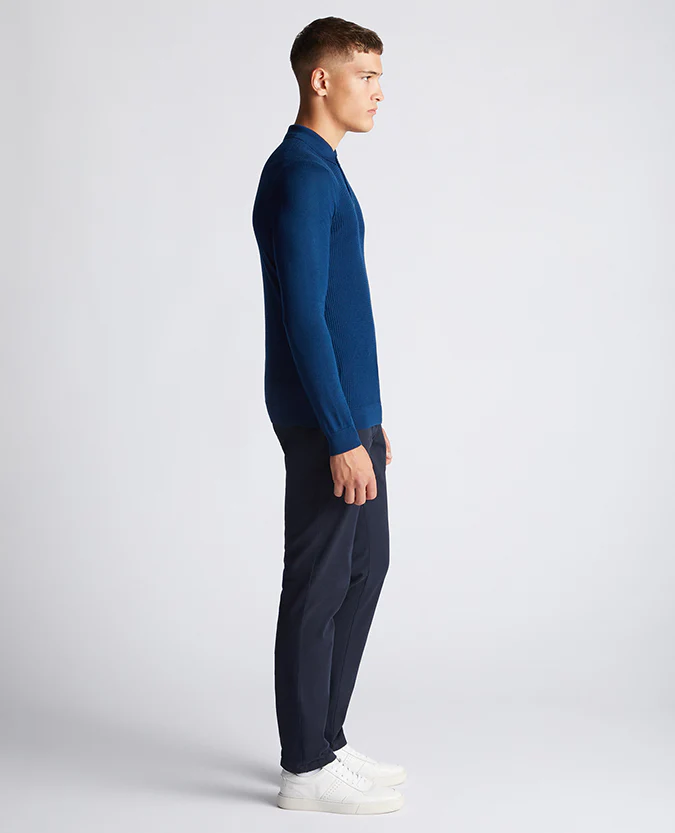 Slim Fit Merino Wool-Blend Long Sleeve Knitted Polo - Image 4