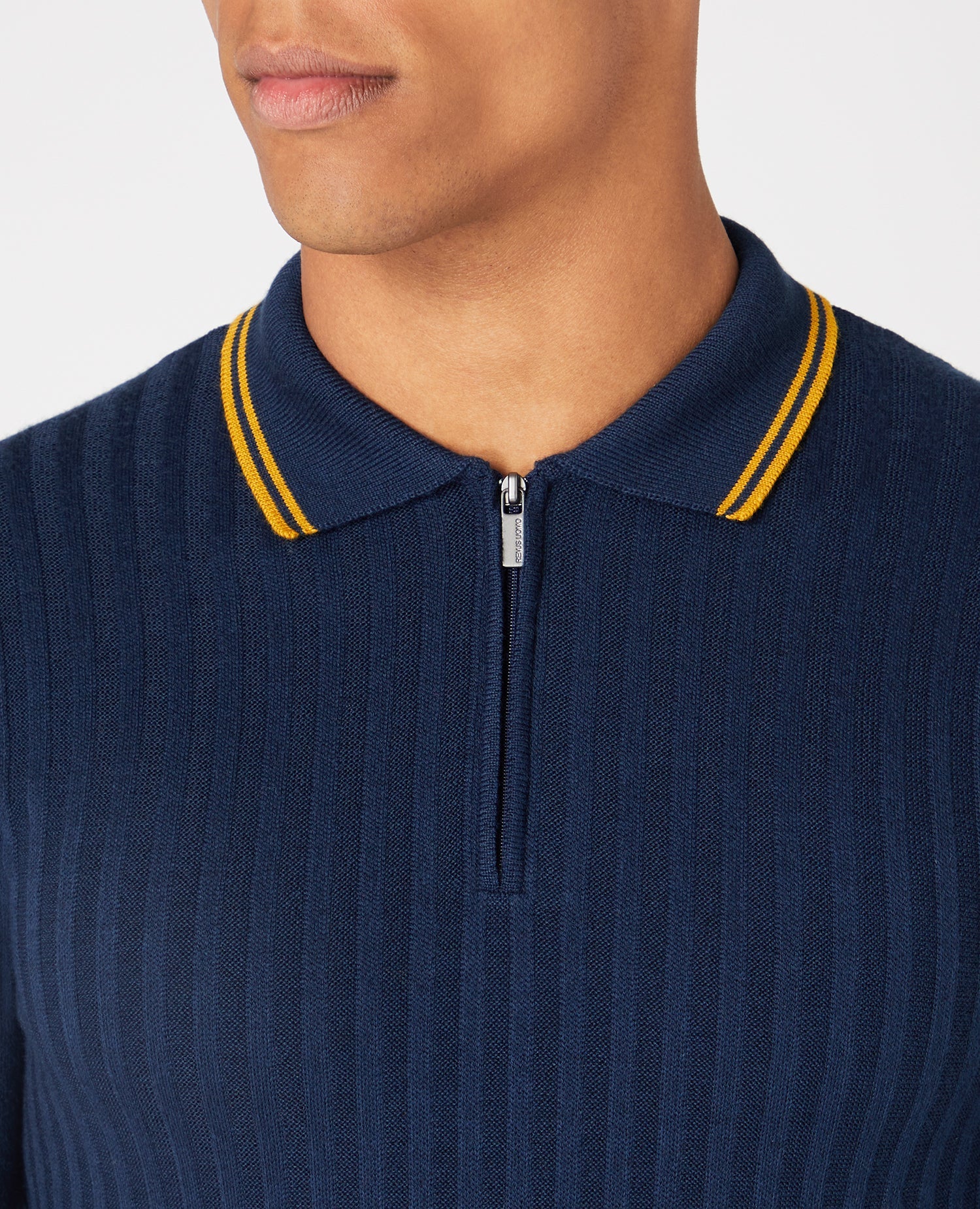 Slim Fit Merino Wool-Blend Long Sleeve Knitted Polo - Image 4