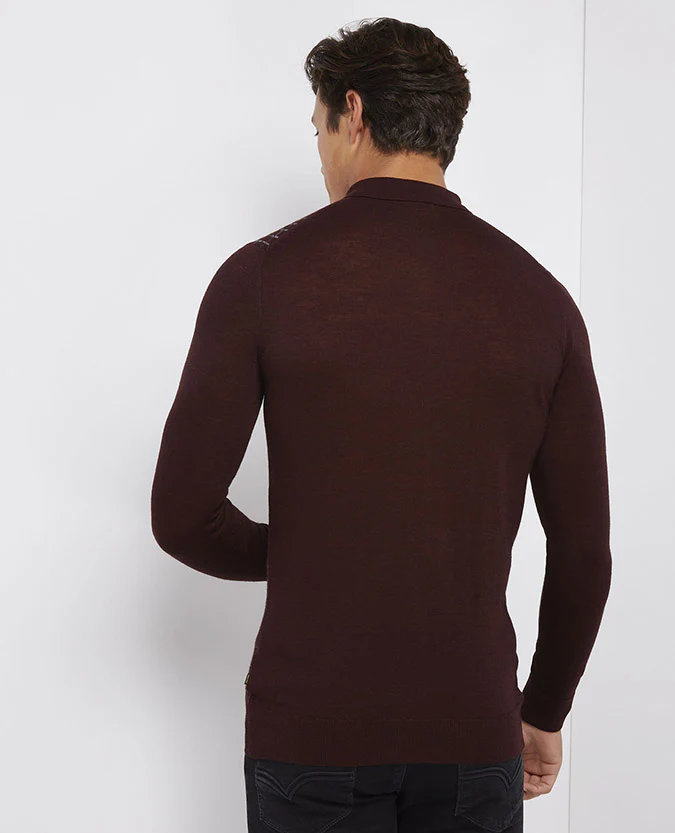Slim Fit Merino Wool-Blend Long Sleeve Polo Shirt - Image 5