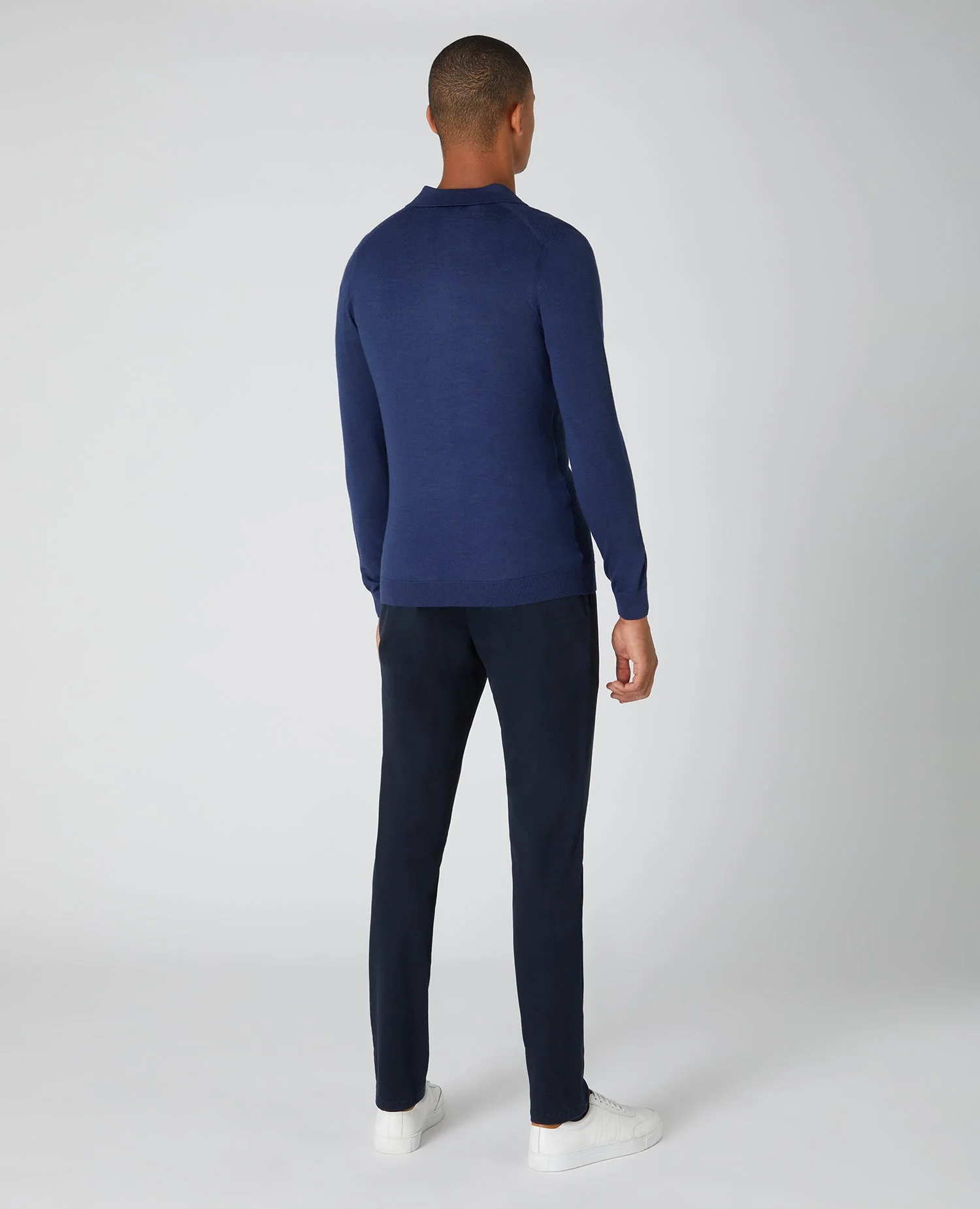 Slim Fit Merino Wool-Blend Long Sleeve Knitted Polo - Image 3