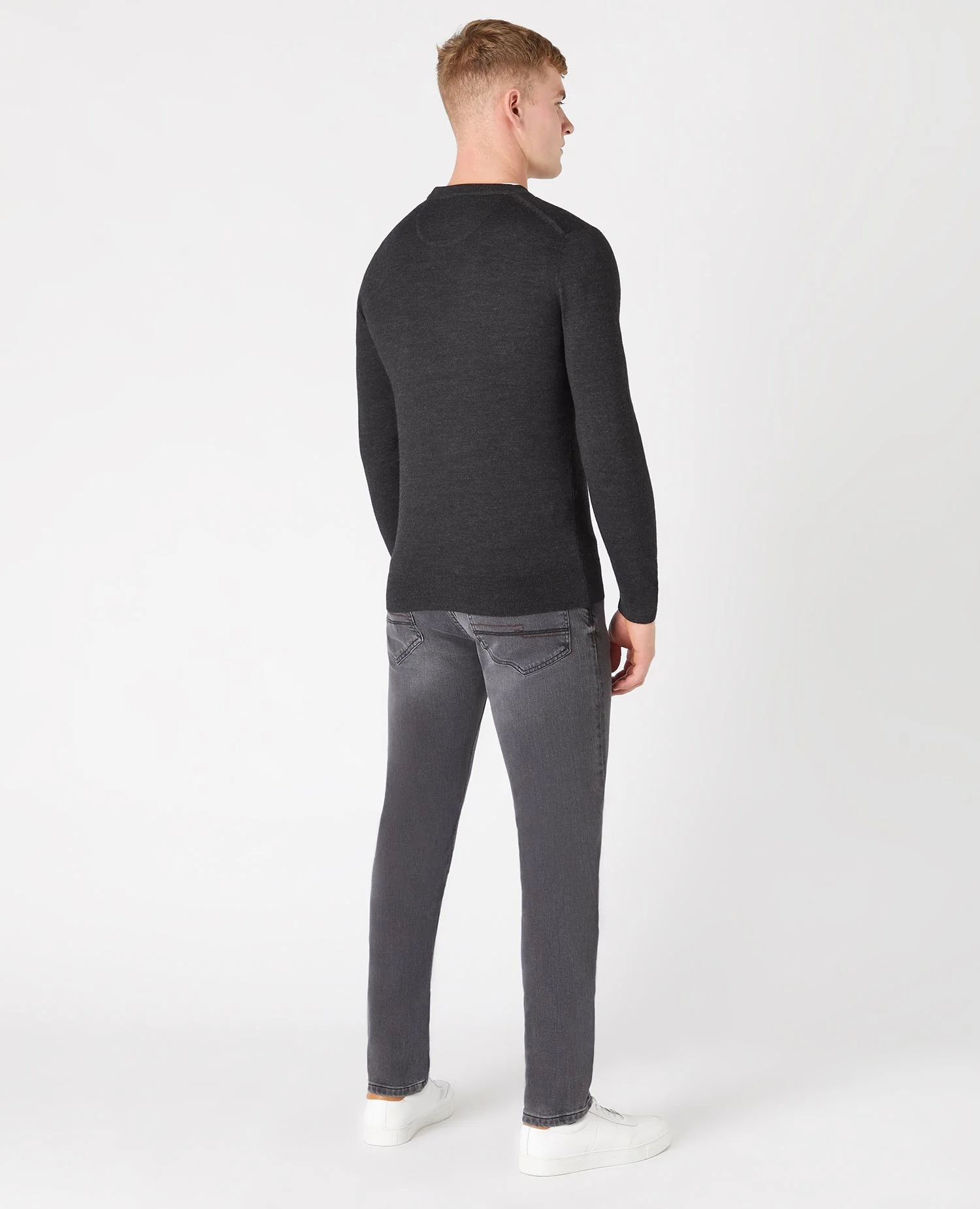 Tapered Fit Merino Wool-Blend Crew Neck Sweater - Image 3