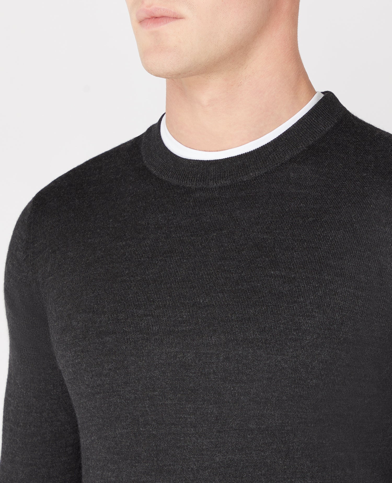Tapered Fit Merino Wool-Blend Crew Neck Sweater - Image 4