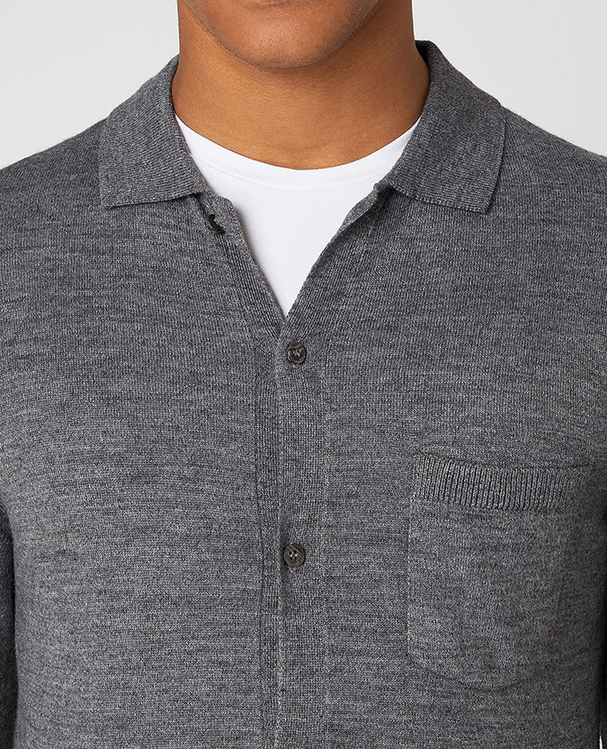 Slim Fit Merino Wool-Blend Knitted Shirt - Image 4