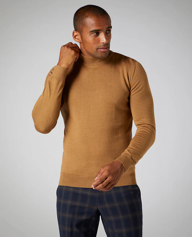 Slim Fit Merino Wool-Blend Turtle Neck Sweater - Image 2