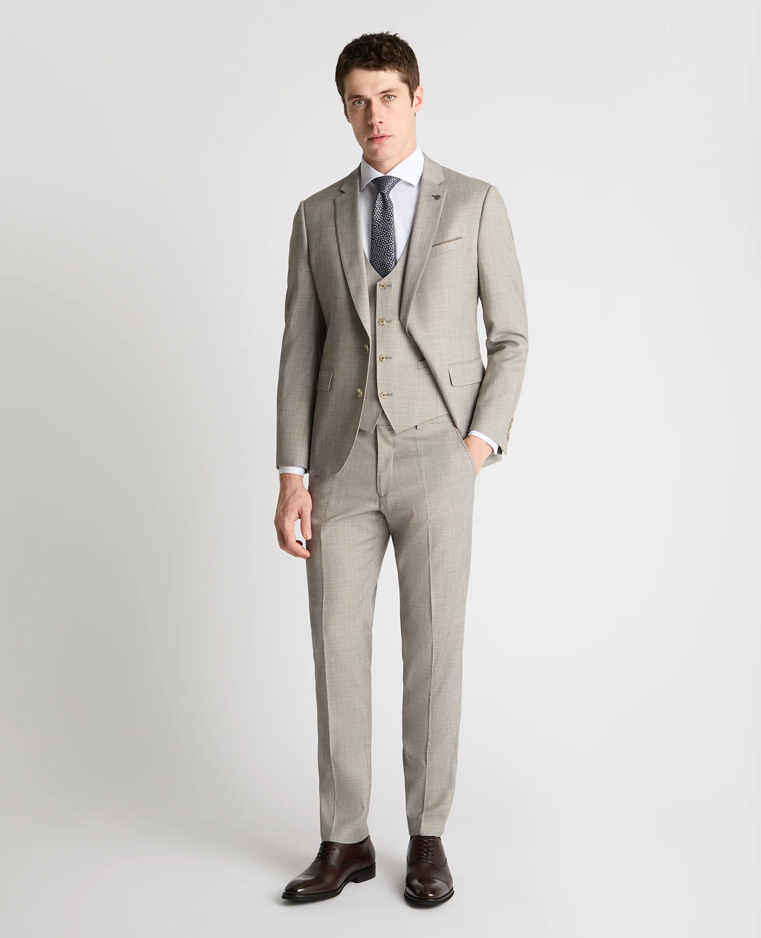 Slim Fit Notch Lapel Suit Waistcoat - Image 2