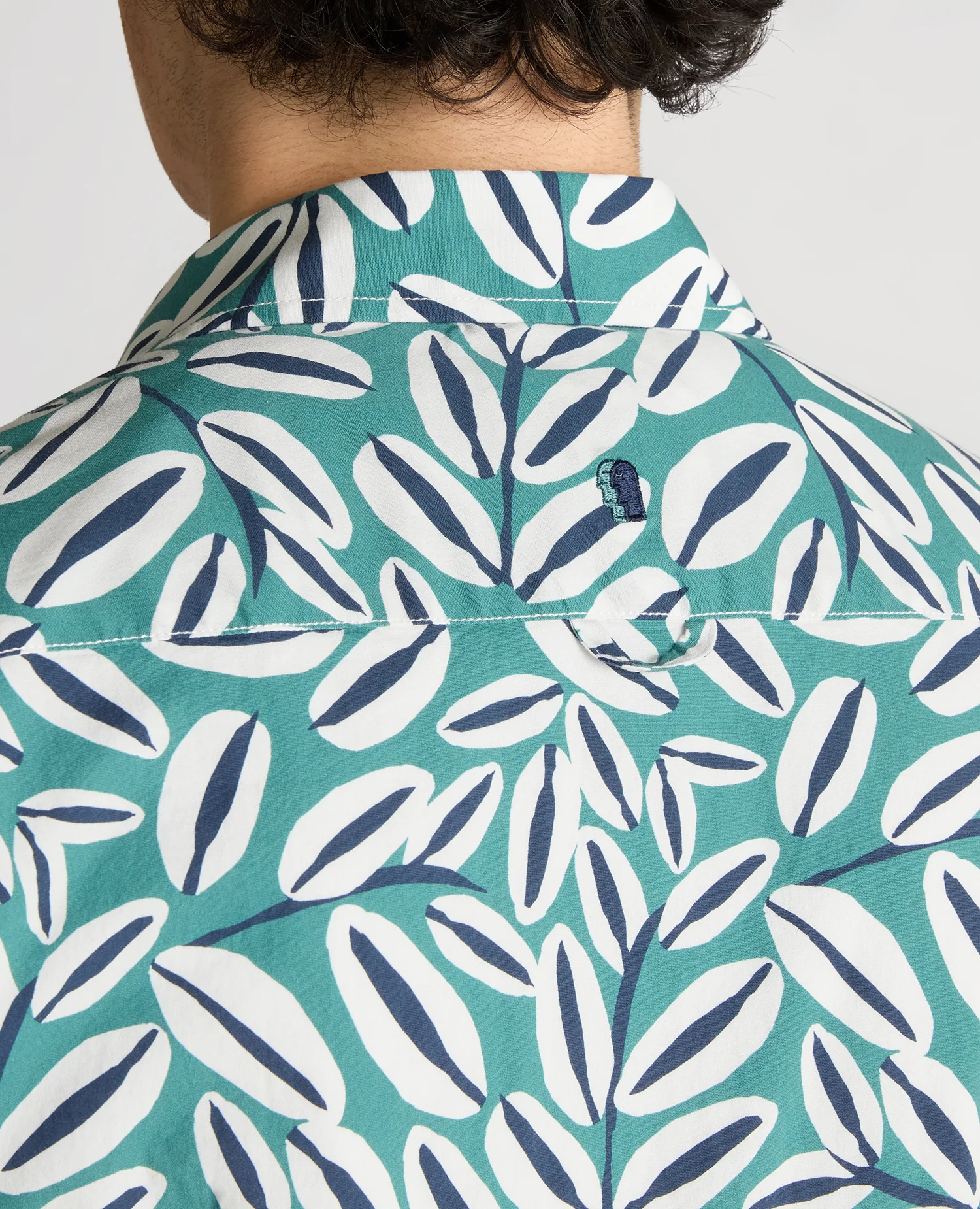 Slim Fit Cotton Stretch Leaf Print Shirt - Image 5