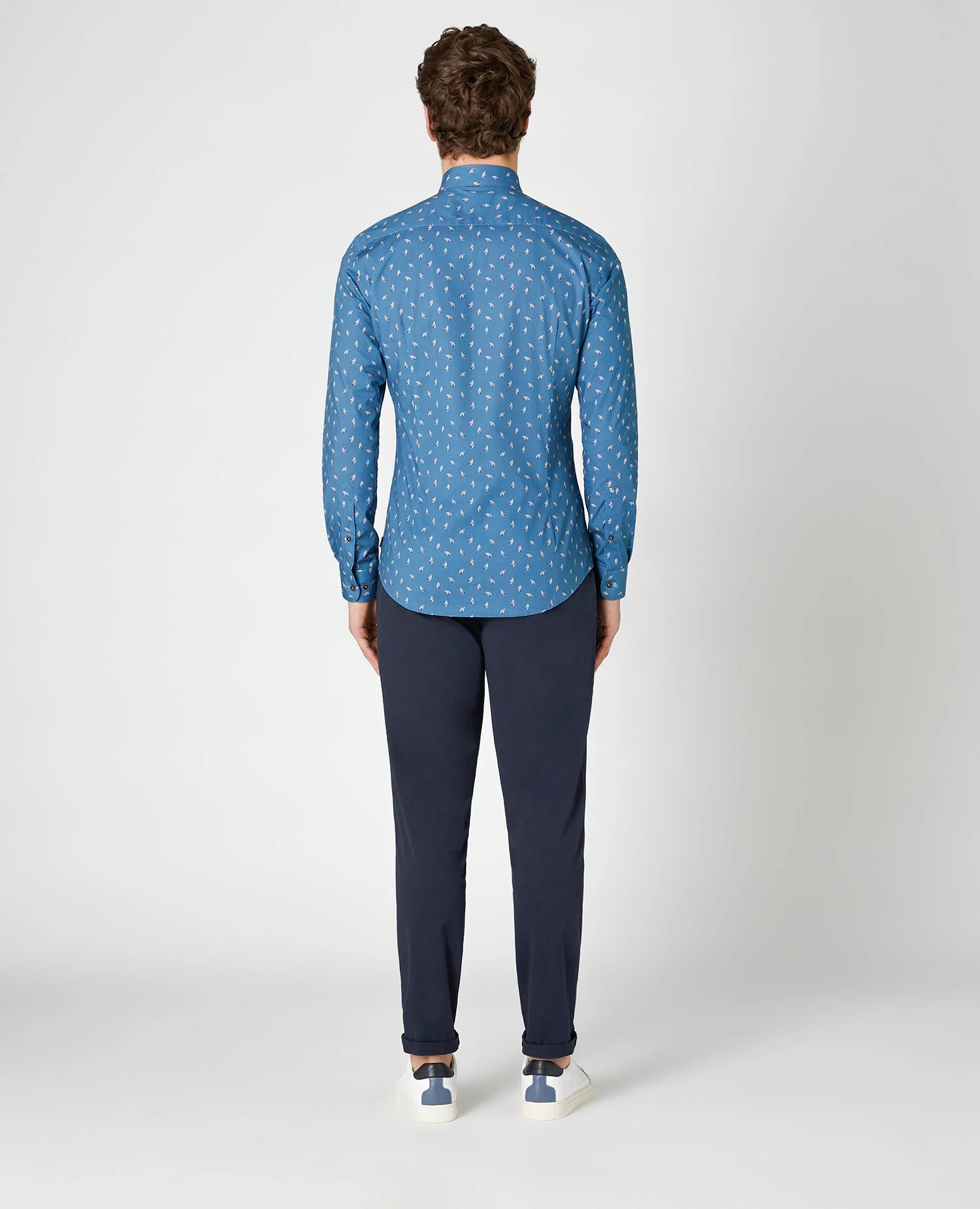 Slim Fit Print Cotton Stretch Shirt - Image 3