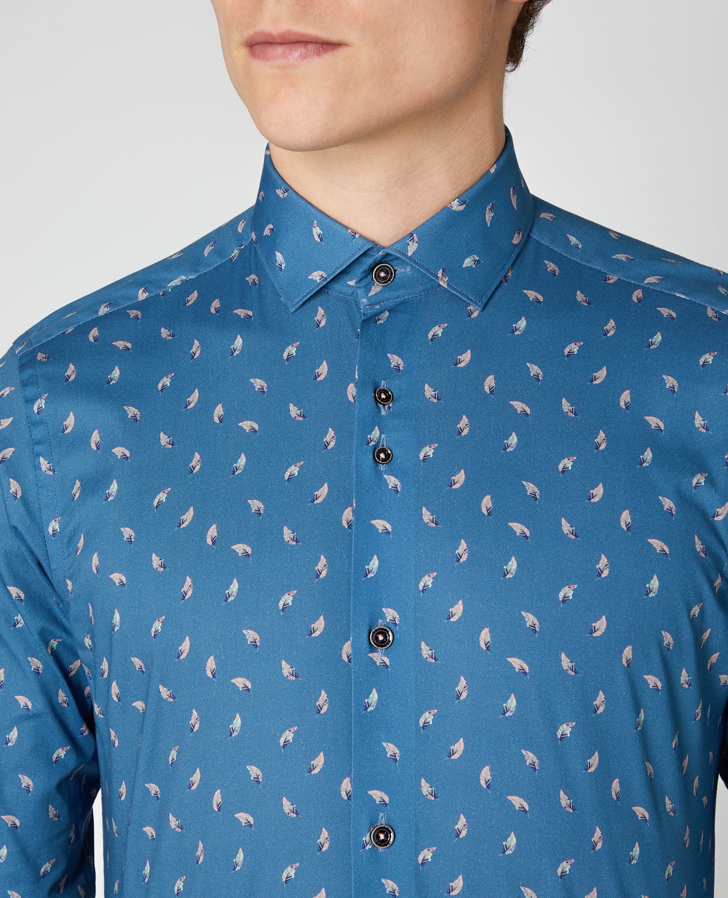 Slim Fit Print Cotton Stretch Shirt - Image 4