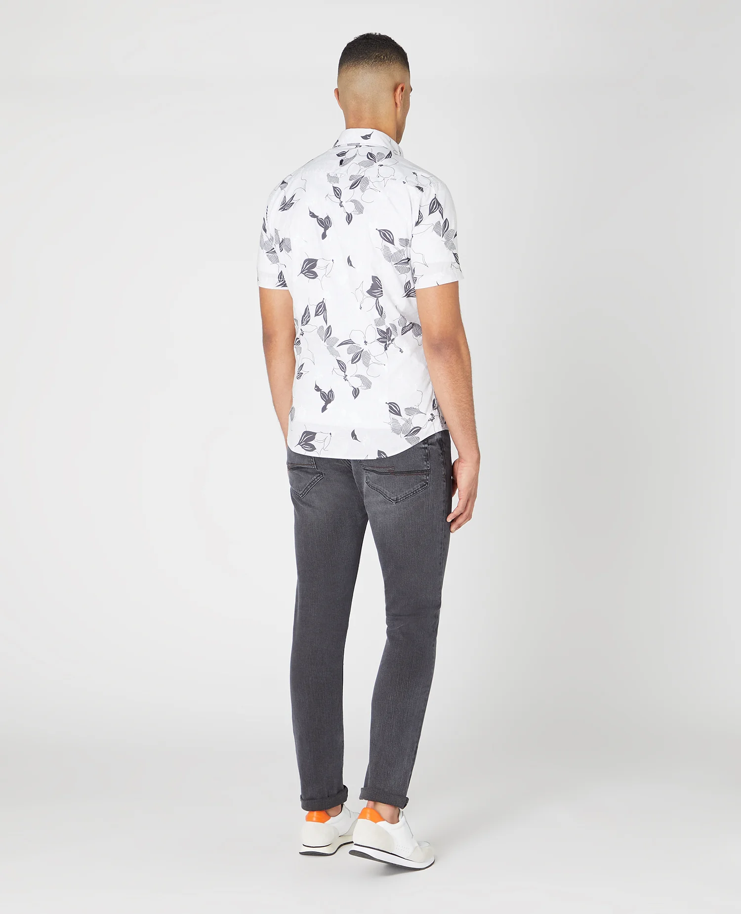 Slim Fit Print Cotton Stretch Short Sleeve Shirt - Image 3