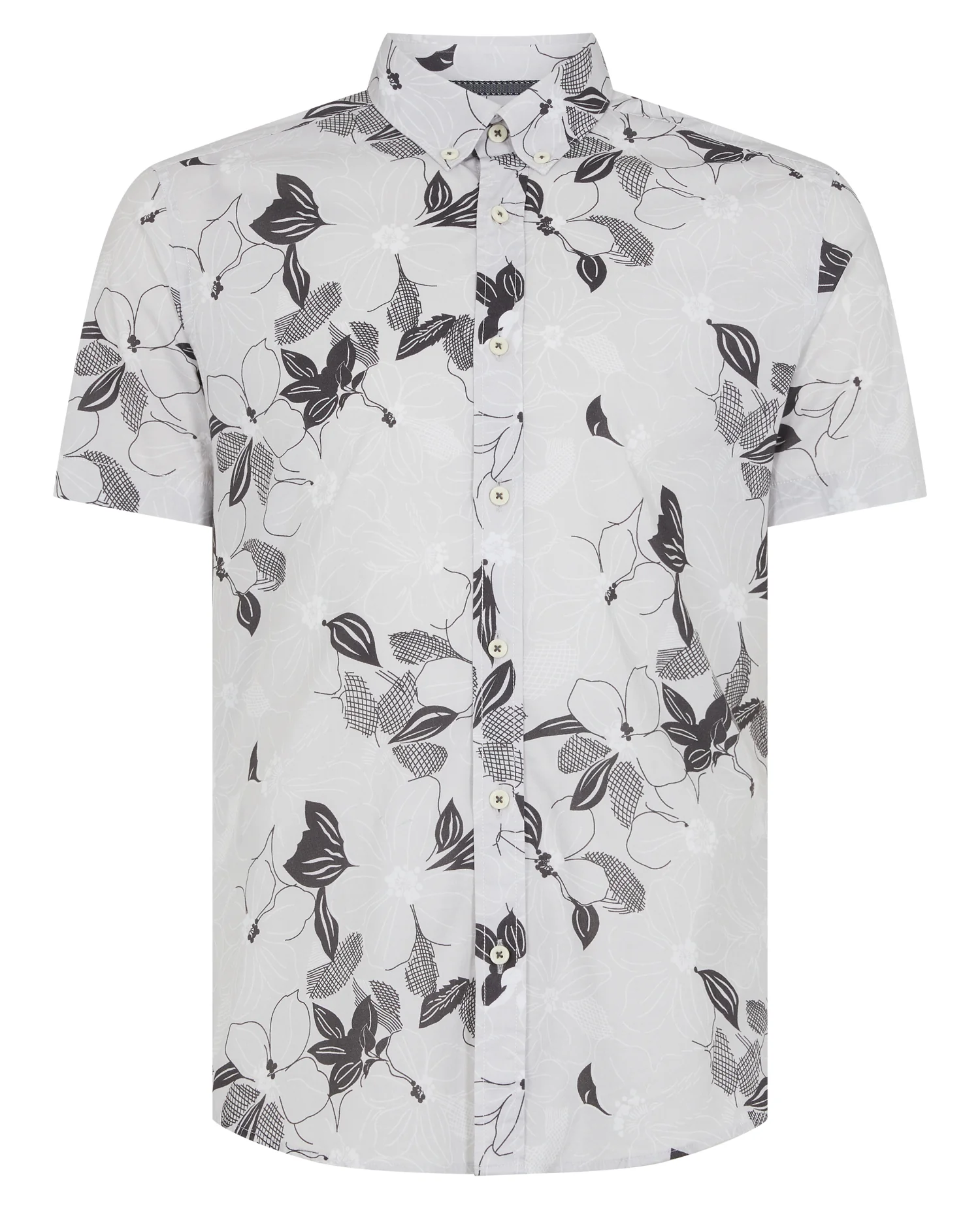 Slim Fit Print Cotton Stretch Short Sleeve Shirt - Image 5