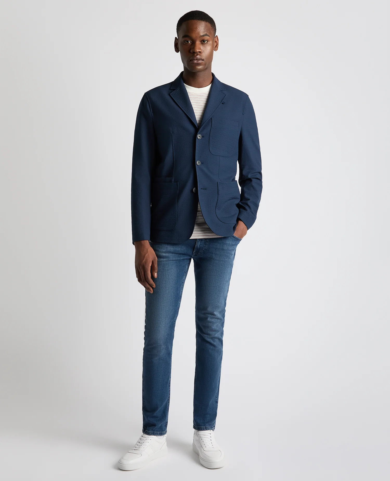 Slim Fit Seersucker De-Constructed Jacket - Image 2